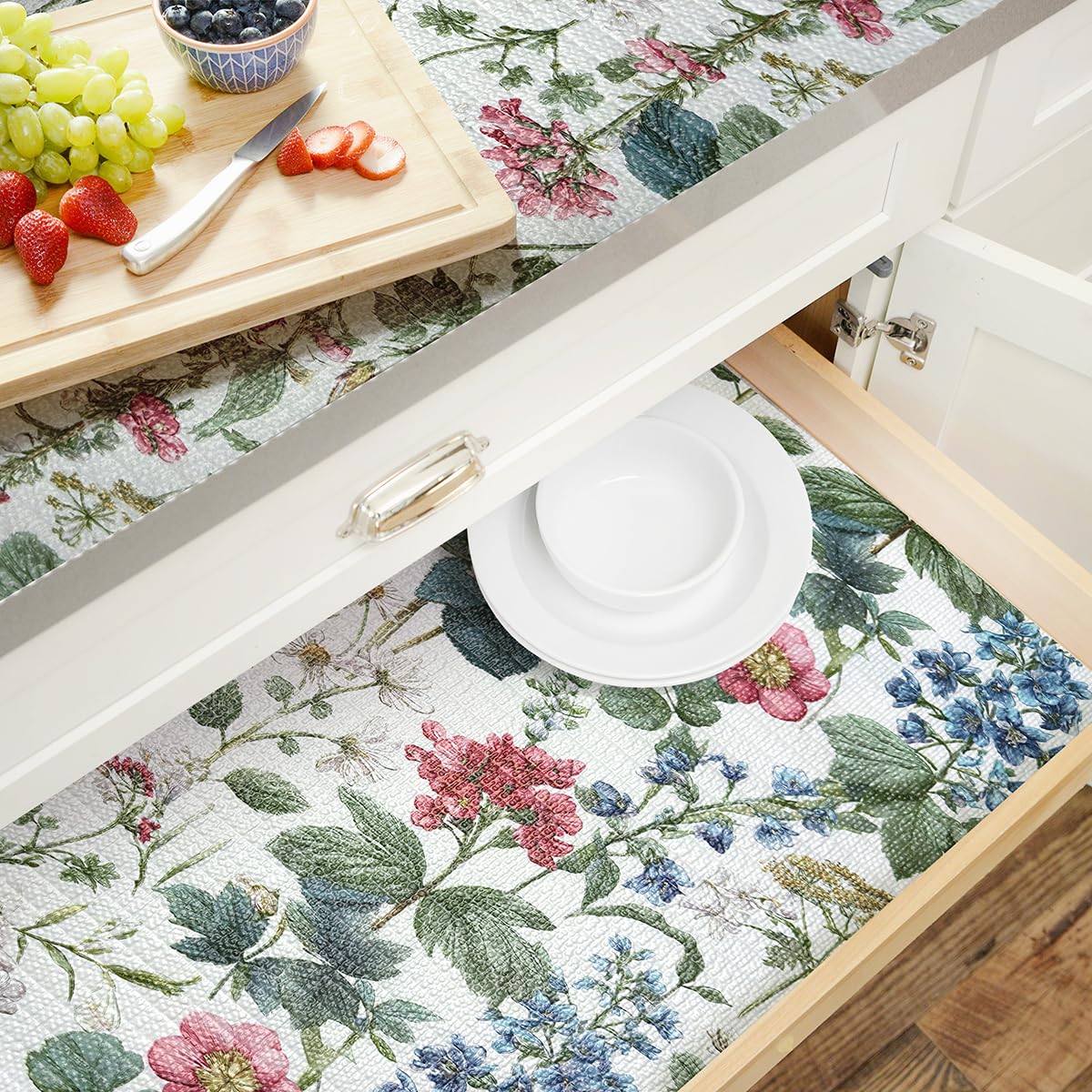 Shelf Liners for Cabinets Boho Floral Drawer Liner 12In x 10FT (1390.68 sq inches)
