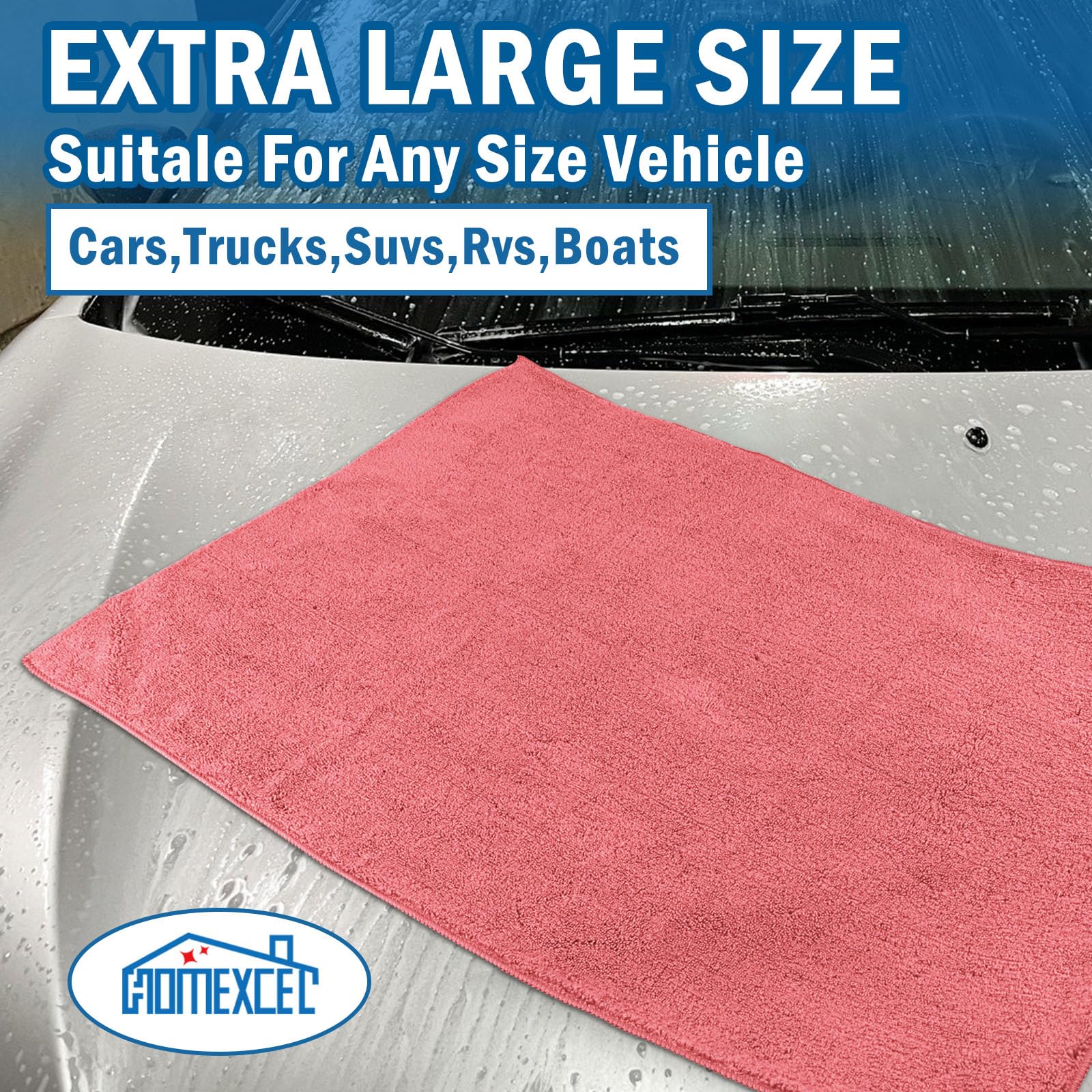 Professional Large Microfiber Car Drying Towels 2 Pack (2 Count)