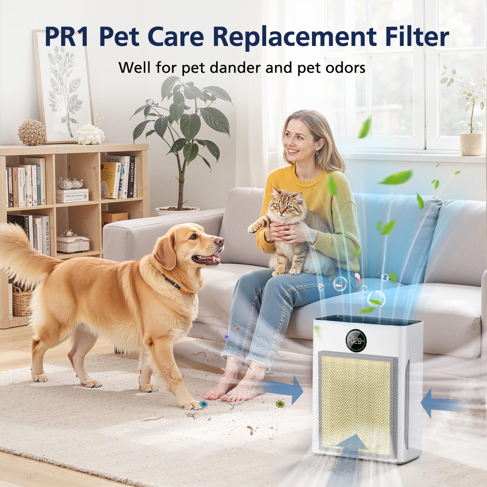 PR1 Pet Replacement Filter for Mooka PR1 Air Purifier for Pet Dander (2 Count)