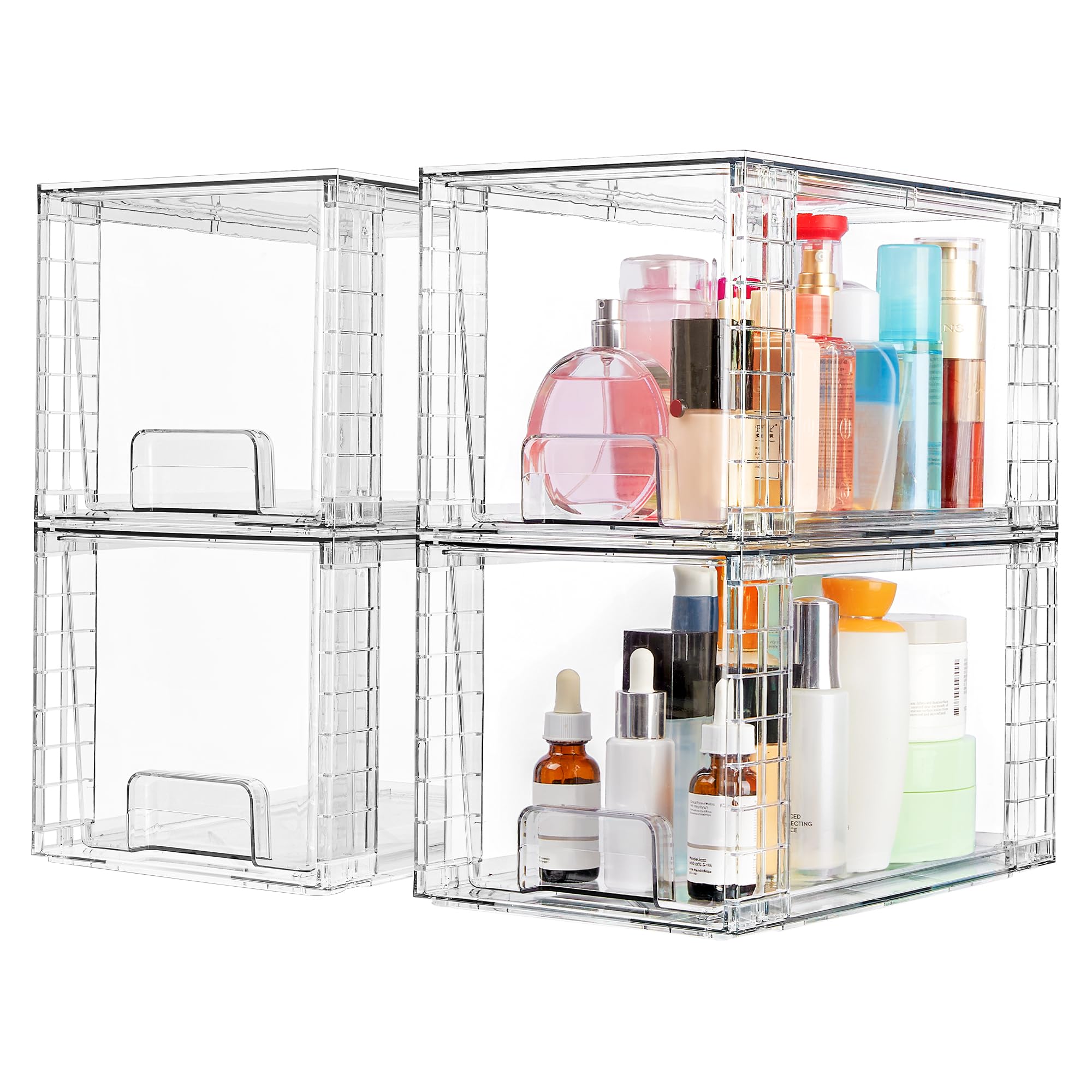 4 Pack Large Stackable Storage Drawers (4 Count)