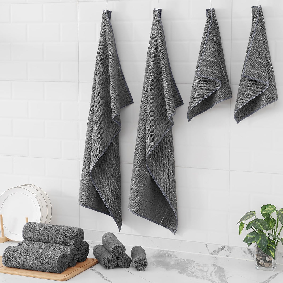 Microfiber Kitchen Towels and Dishcloths Sets (20 Count)