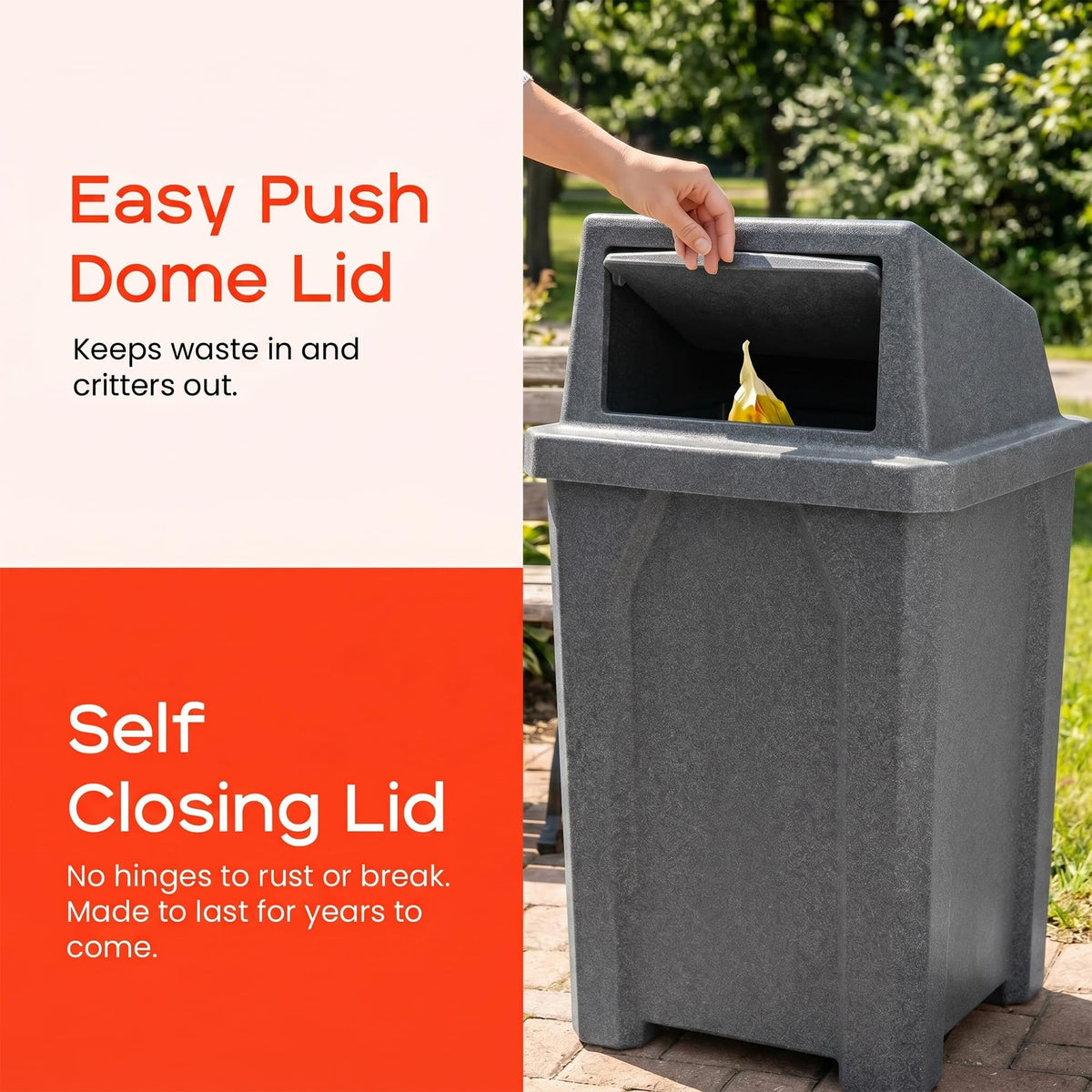 Campus Collection 32 Gallon Commercial Trash Can with Lid