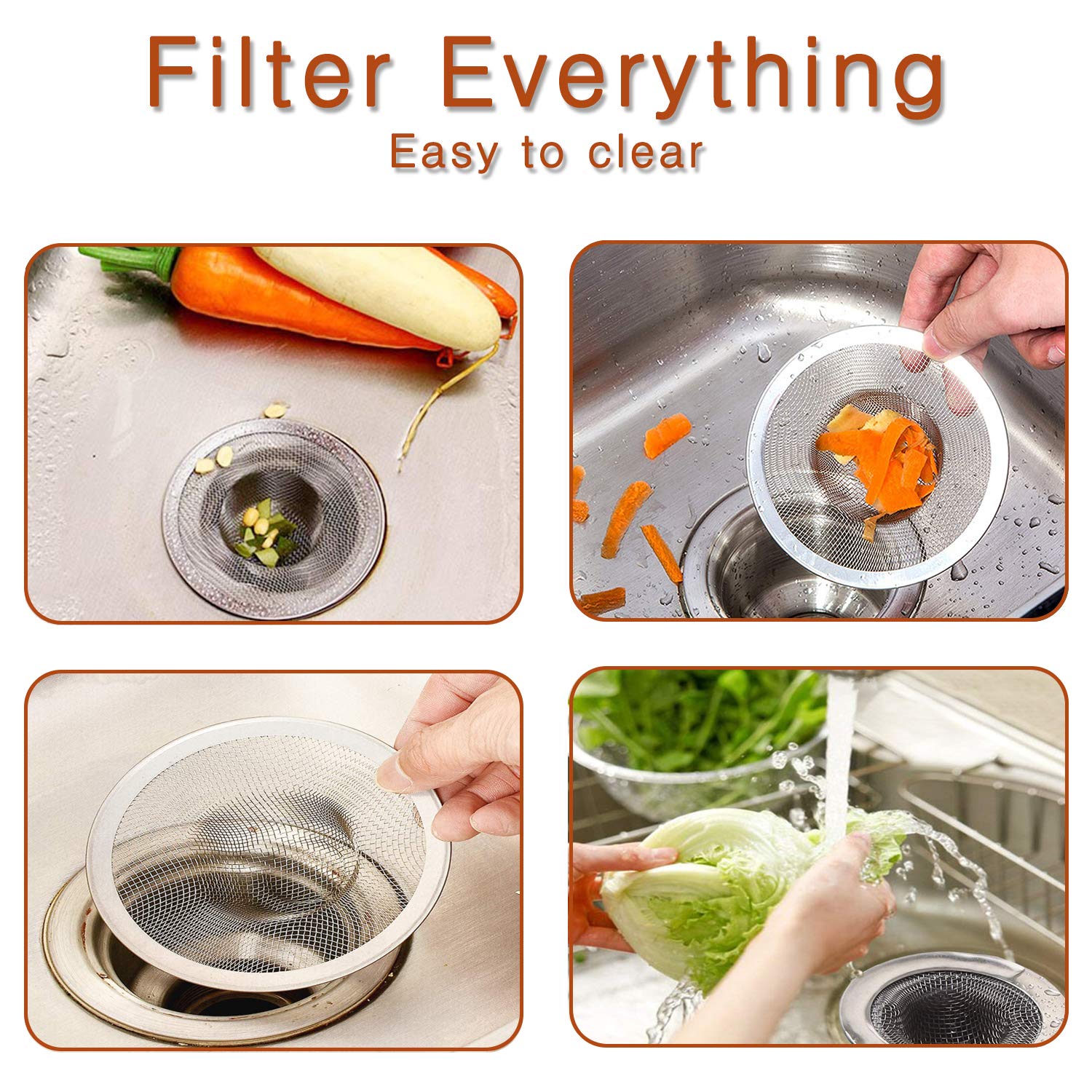 2pcs Heavy Duty Stainless Steel Slop Basket Filter Trap (2 Count)