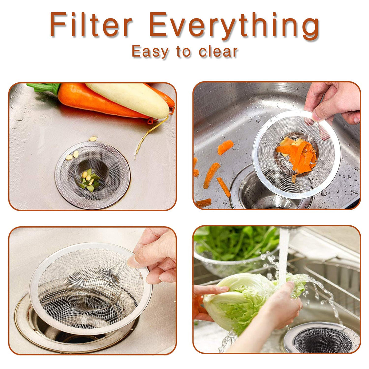 2pcs Heavy Duty Stainless Steel Slop Basket Filter Trap (2 Count)