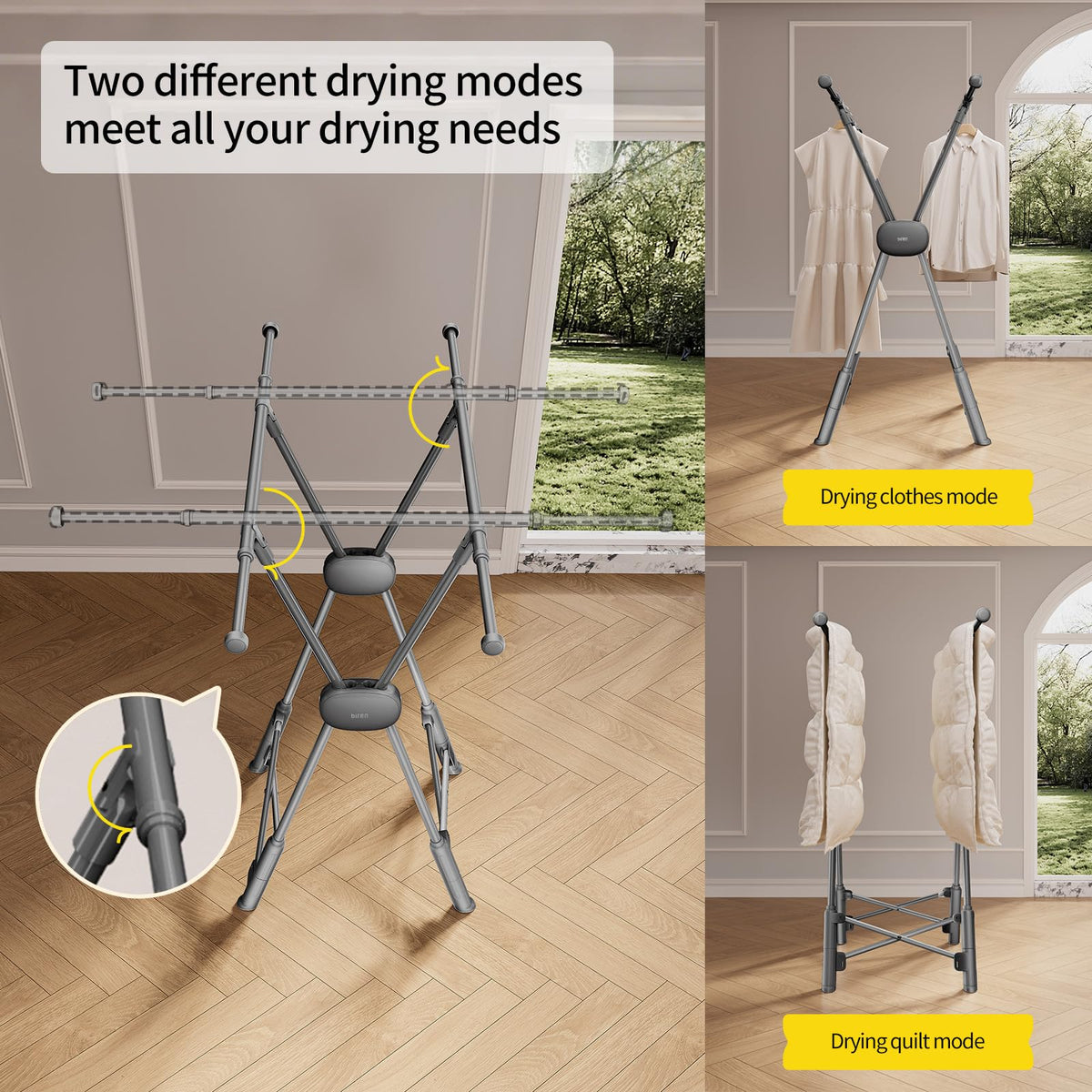 Clothes Drying Rack Heavy Duty Clothing Racks Foldable Laundry Rack Two Drying Modes Garment Racks for Drying Clothes