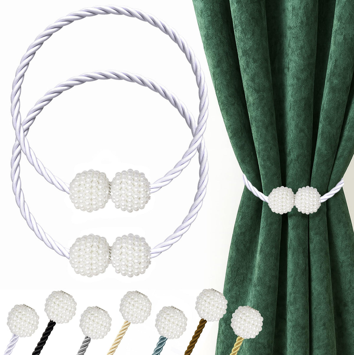 Magnetic Curtain Tiebacks White 2pcs (2 Count)