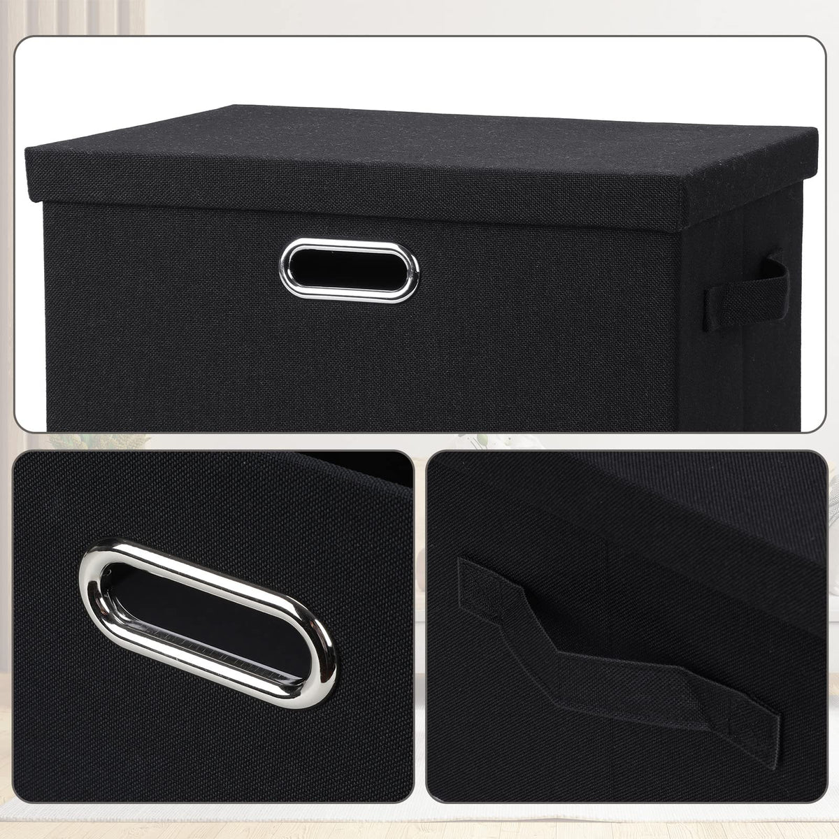 Large 17" 36 Quart Collapsible Stackable Storage Bins with Lids