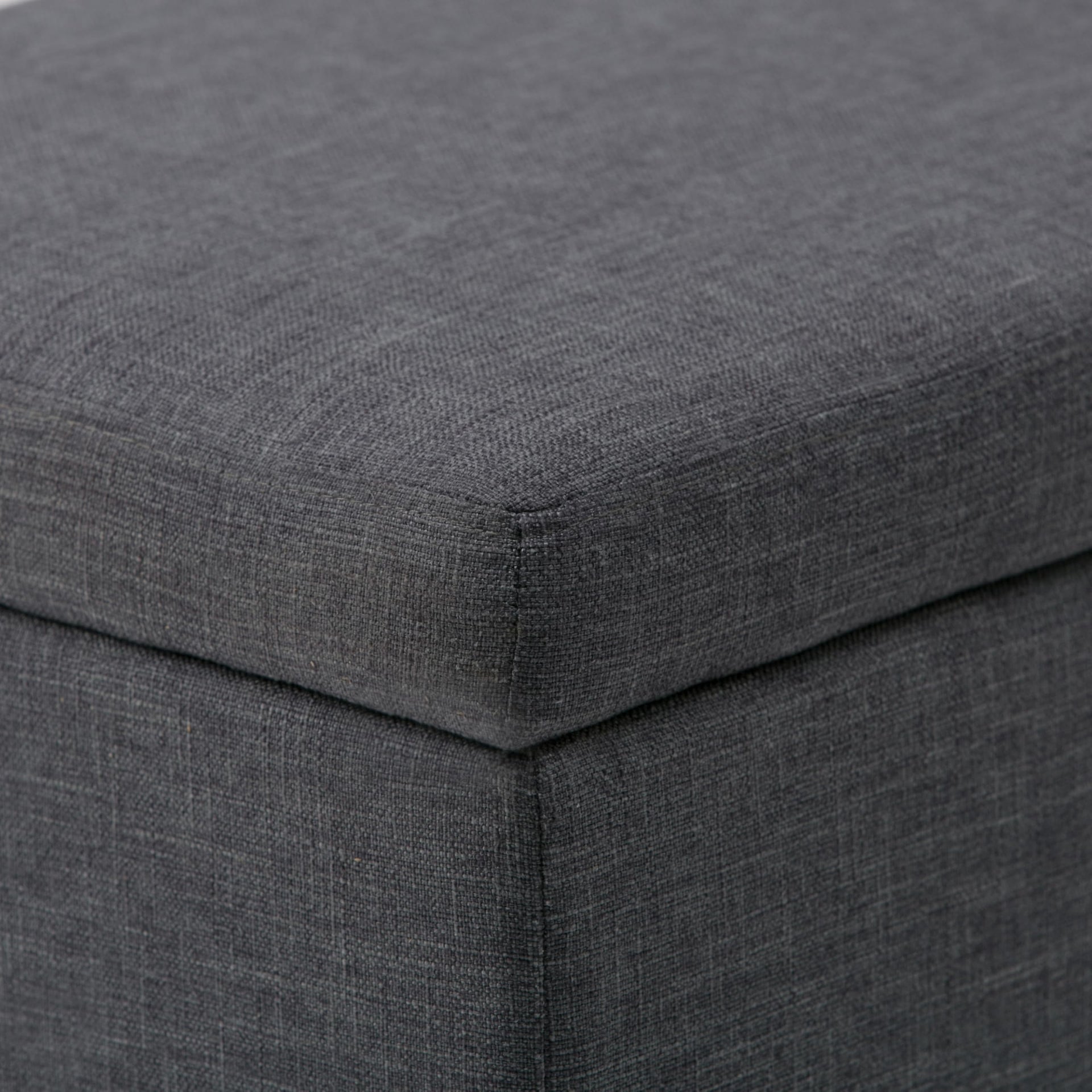 Avalon 48" Wide Linen Look Fabric Storage Ottoman in Slate Grey