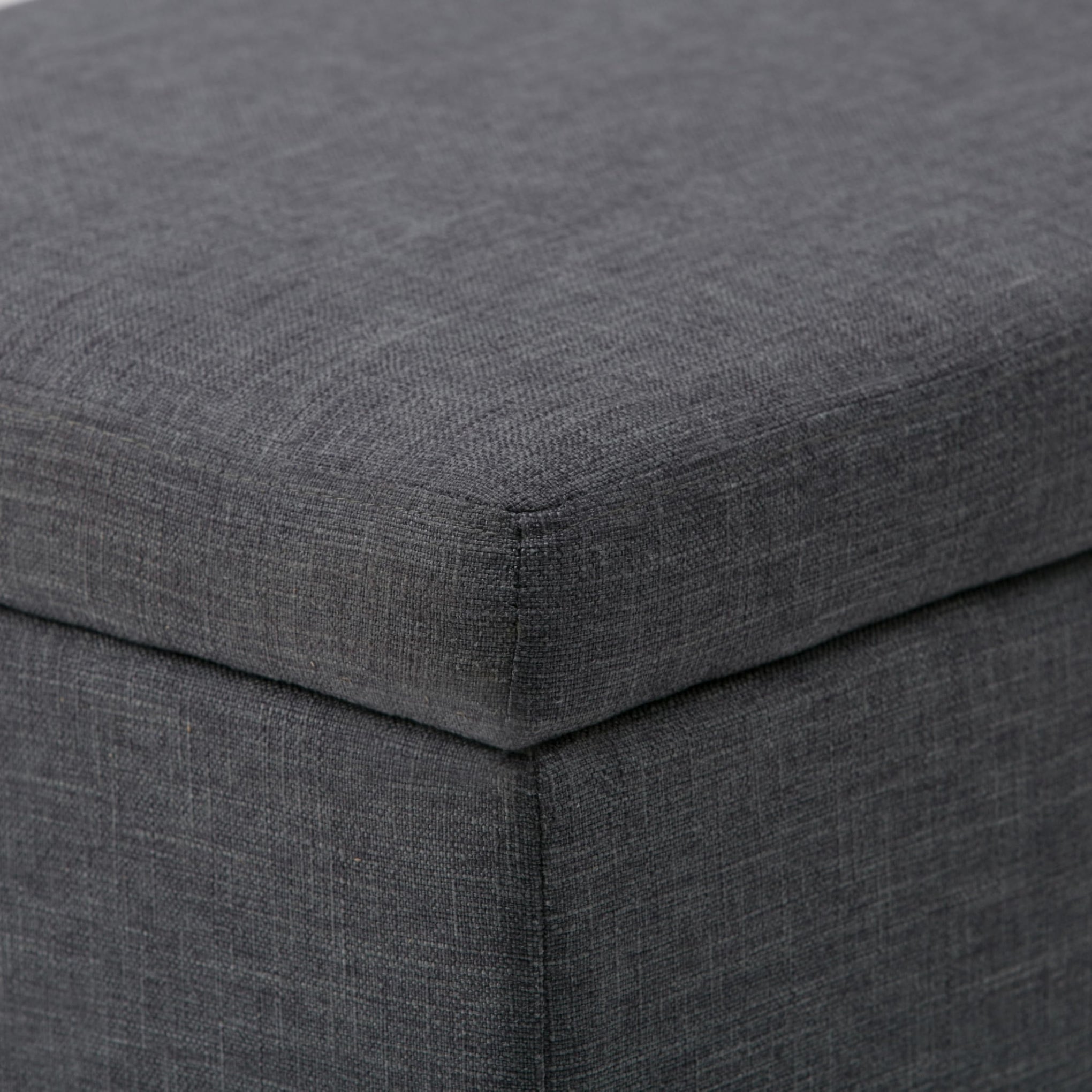 Avalon 48" Wide Linen Look Fabric Storage Ottoman in Slate Grey