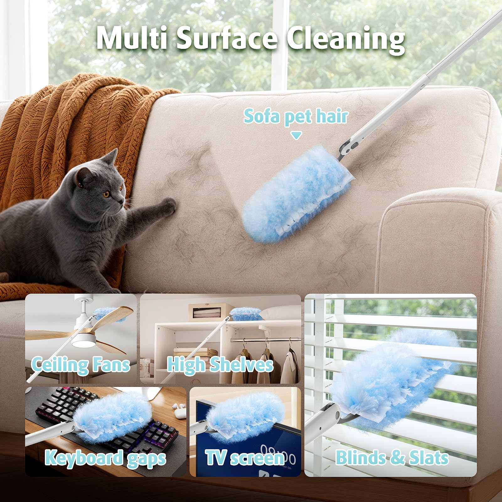 30 Count Duster Kit Refills with 3 ft Extendable Handle for Swiffer