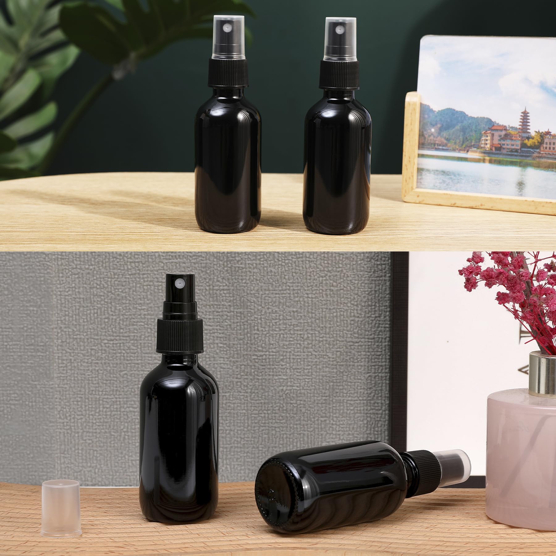 Black Glass Small Spray Bottle 2 oz 24 Packs (24 Count)