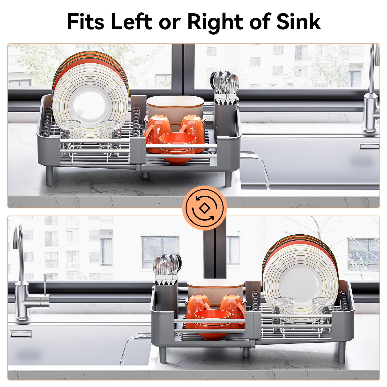 Extendable Stainless Dish Drying Rack for Kitchen Counter