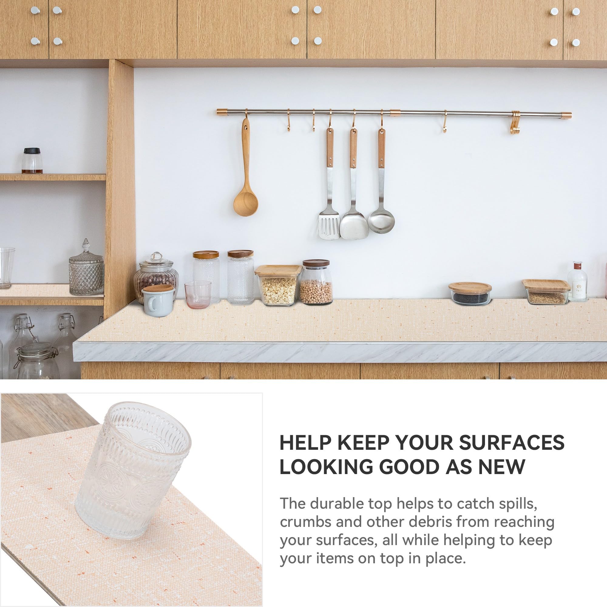 Bulk Shelf Liner 18" W x 96" L Cupboard Liner Shelving Paper for Cabinets and Drawers Pantry Shelf Liners for Kitchen Cabinets Non