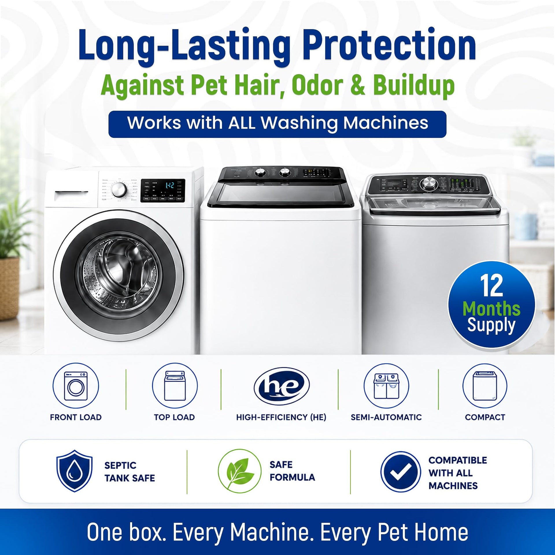 Deep Clean Washing Machine Cleaner Enzyme Pet Hair Dissolver (24 Count)