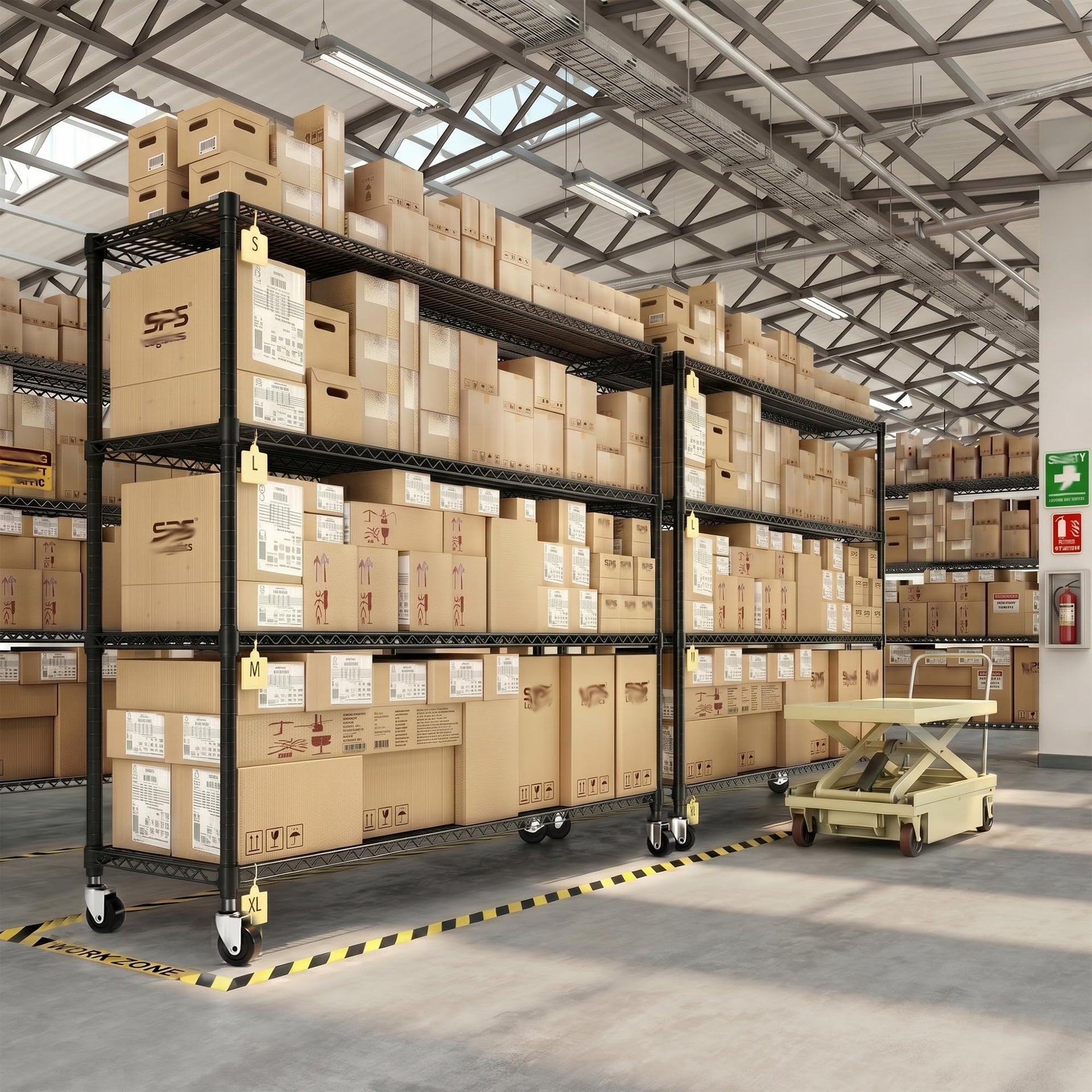 4 Tier Heavy Duty Shelving with Wheels