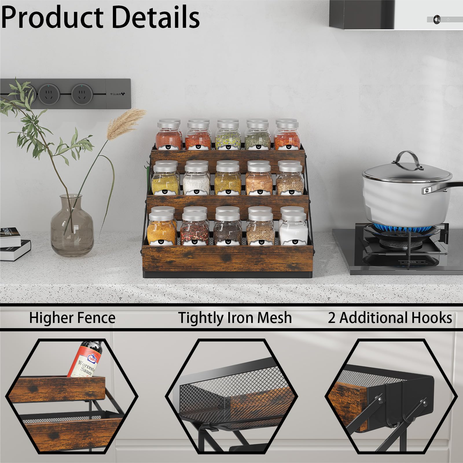 3 Tier Spice Rack Organizer for Cabinet