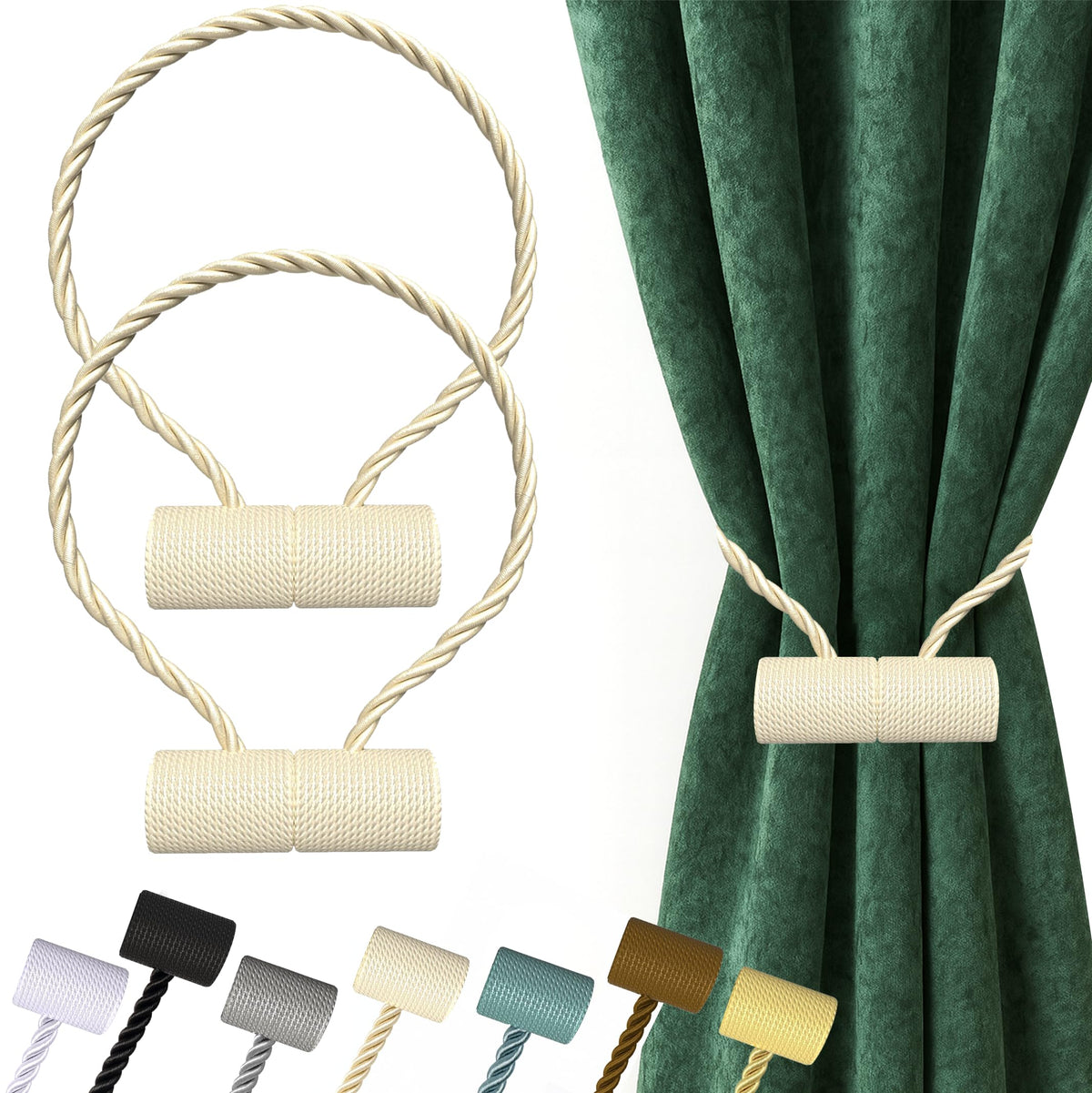 Magnetic Curtain Tiebacks Beige 2pcs (2 Count)