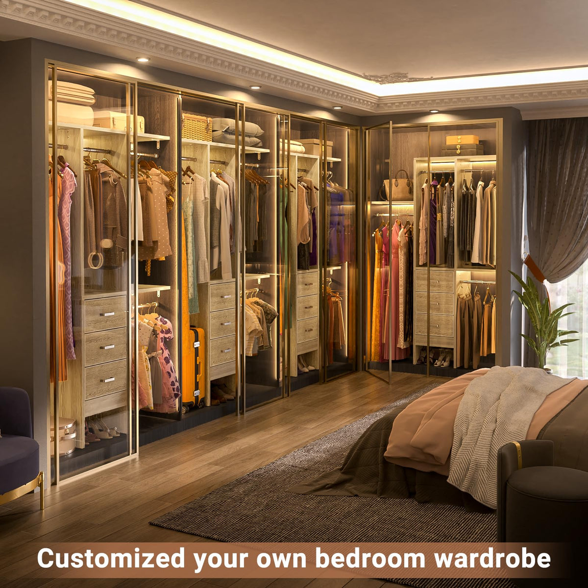 4FT Small Closet System with 3 Fabric Drawers