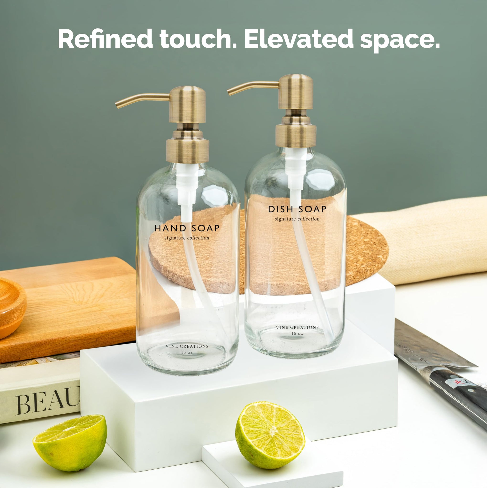 Clear Glass Soap Dispenser Set (16 Ounce)