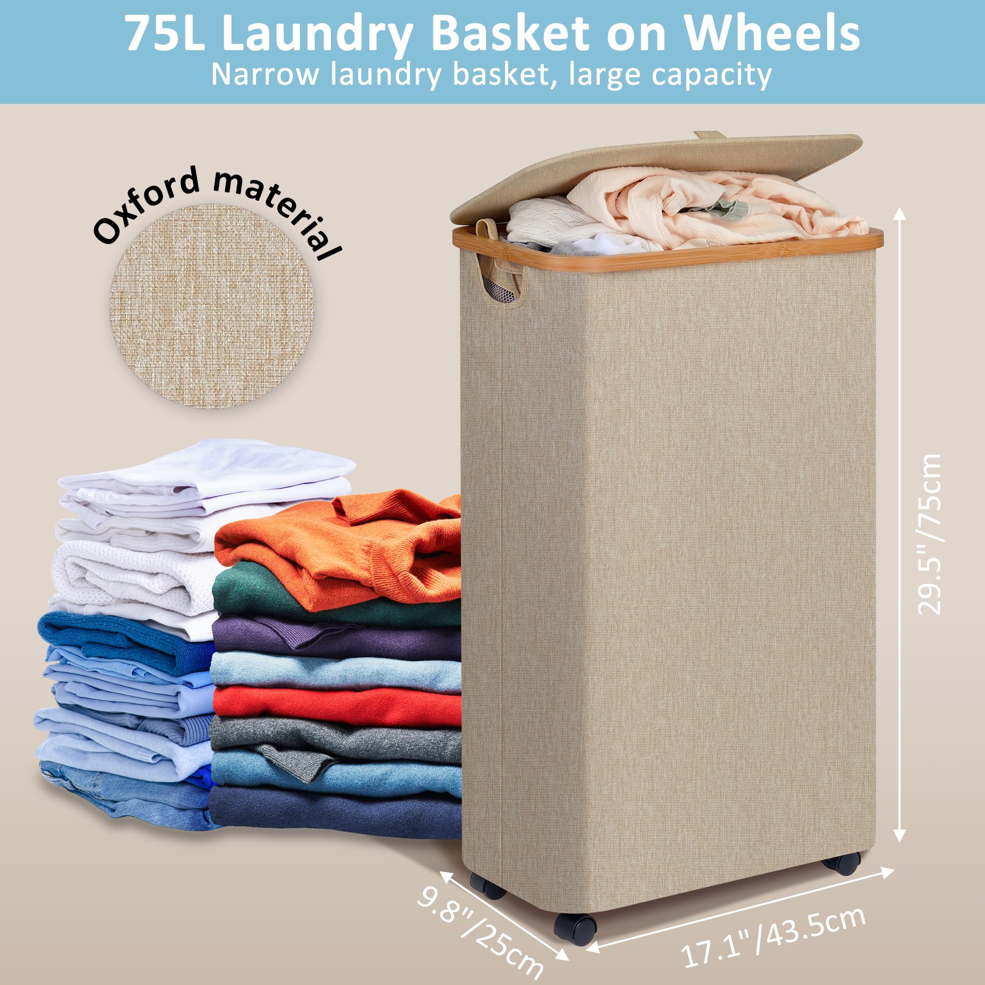 Slim Laundry Hamper with Wheels