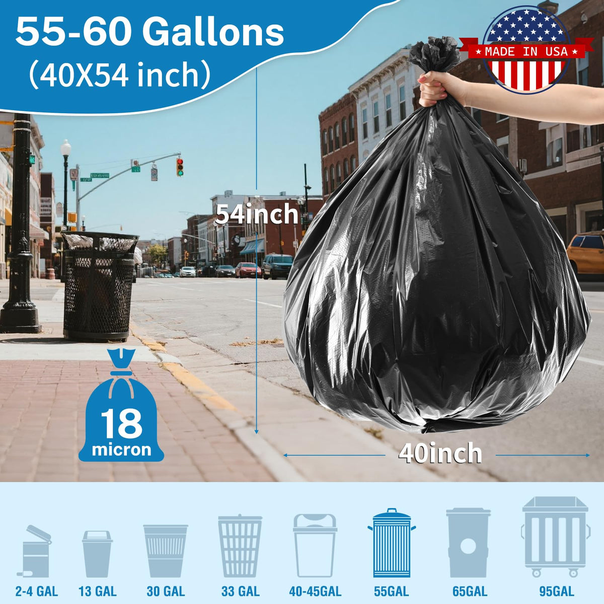 Heavy Duty Trash Bags 55 (150 Count)