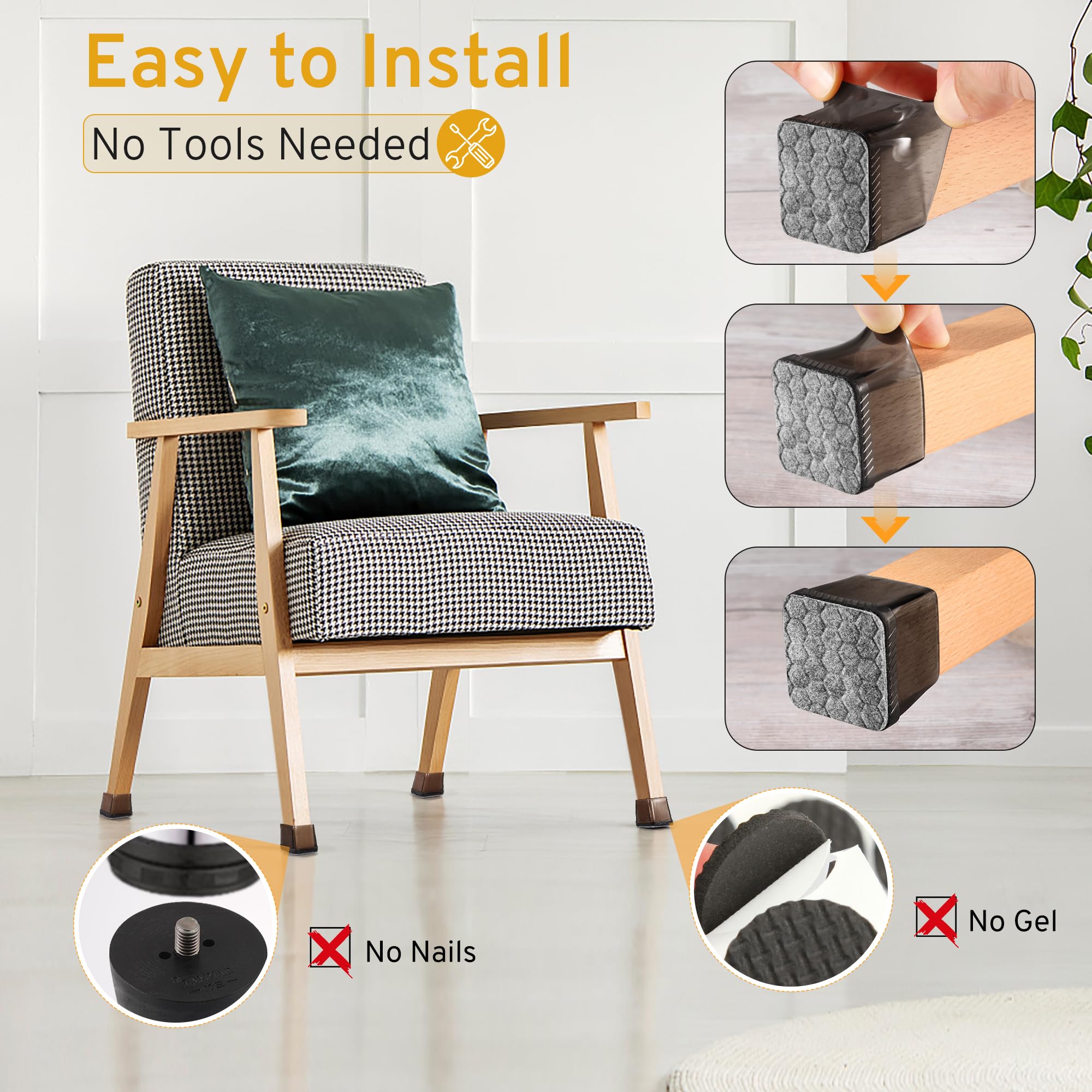 24PCS Square Chair Leg Floor Protectors (24 Count)