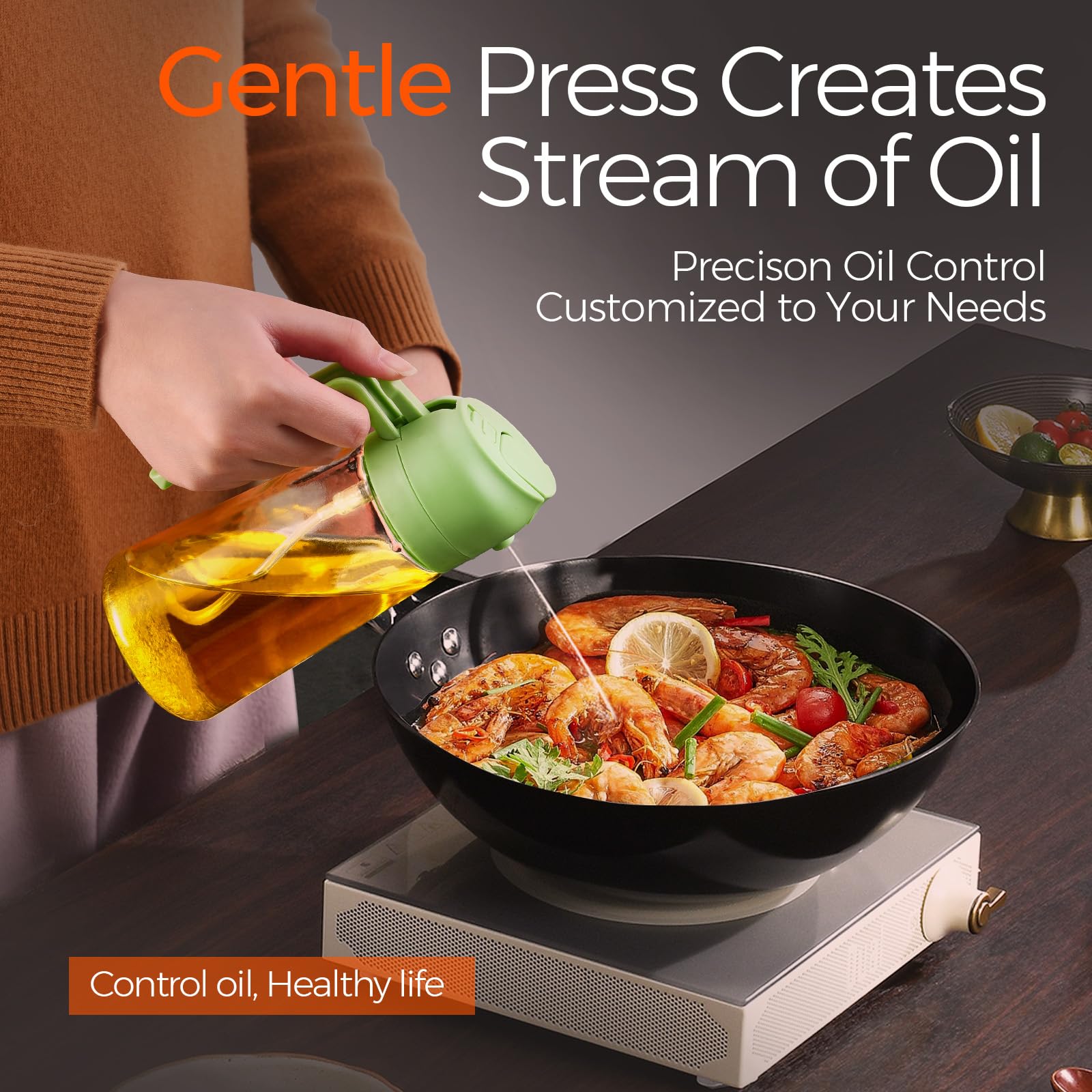 16oz 470ml Glass Olive Oil Sprayer for Cooking with Stickers