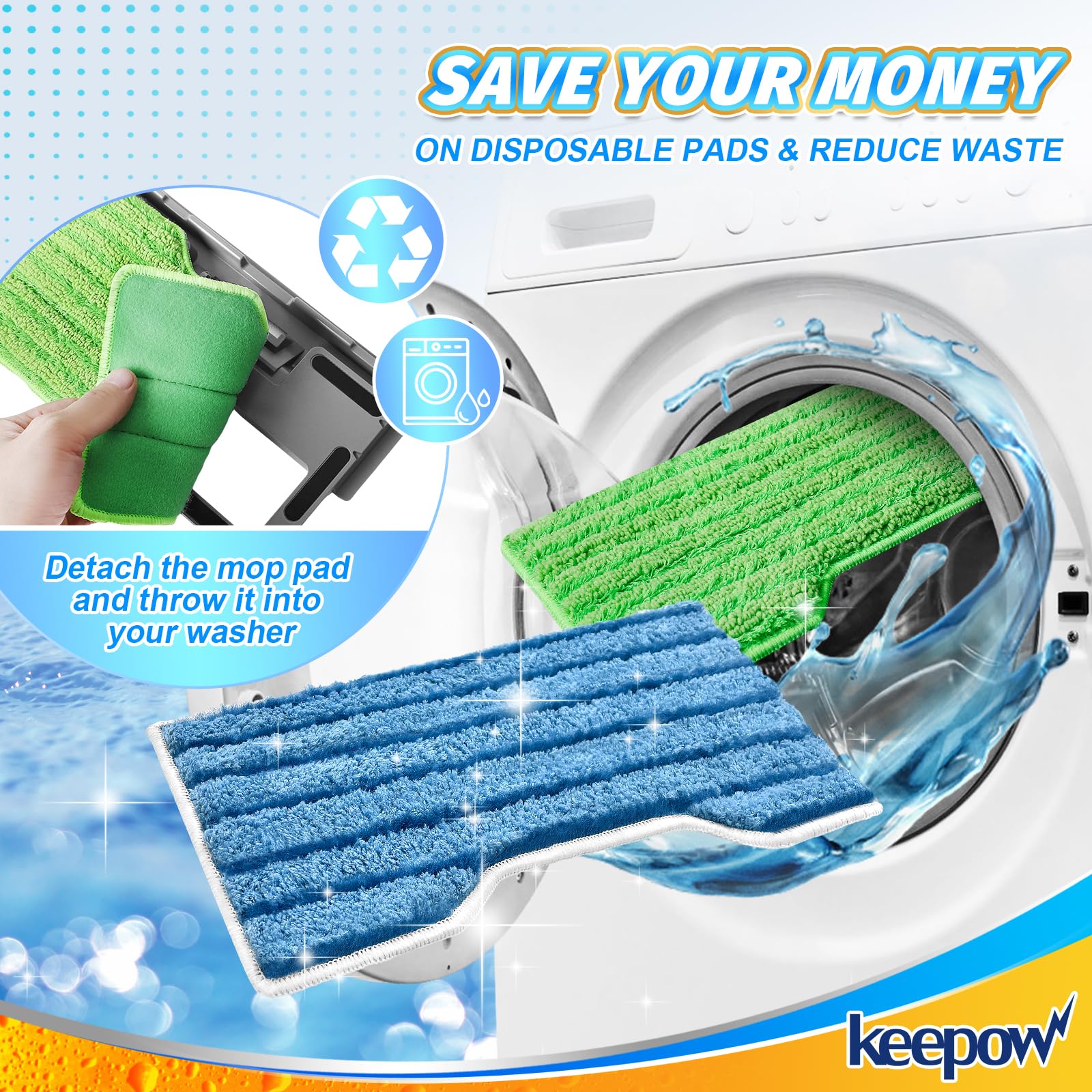 Reusable Replacement Pads Compatible with Shark Vac Mop VM252 VM401