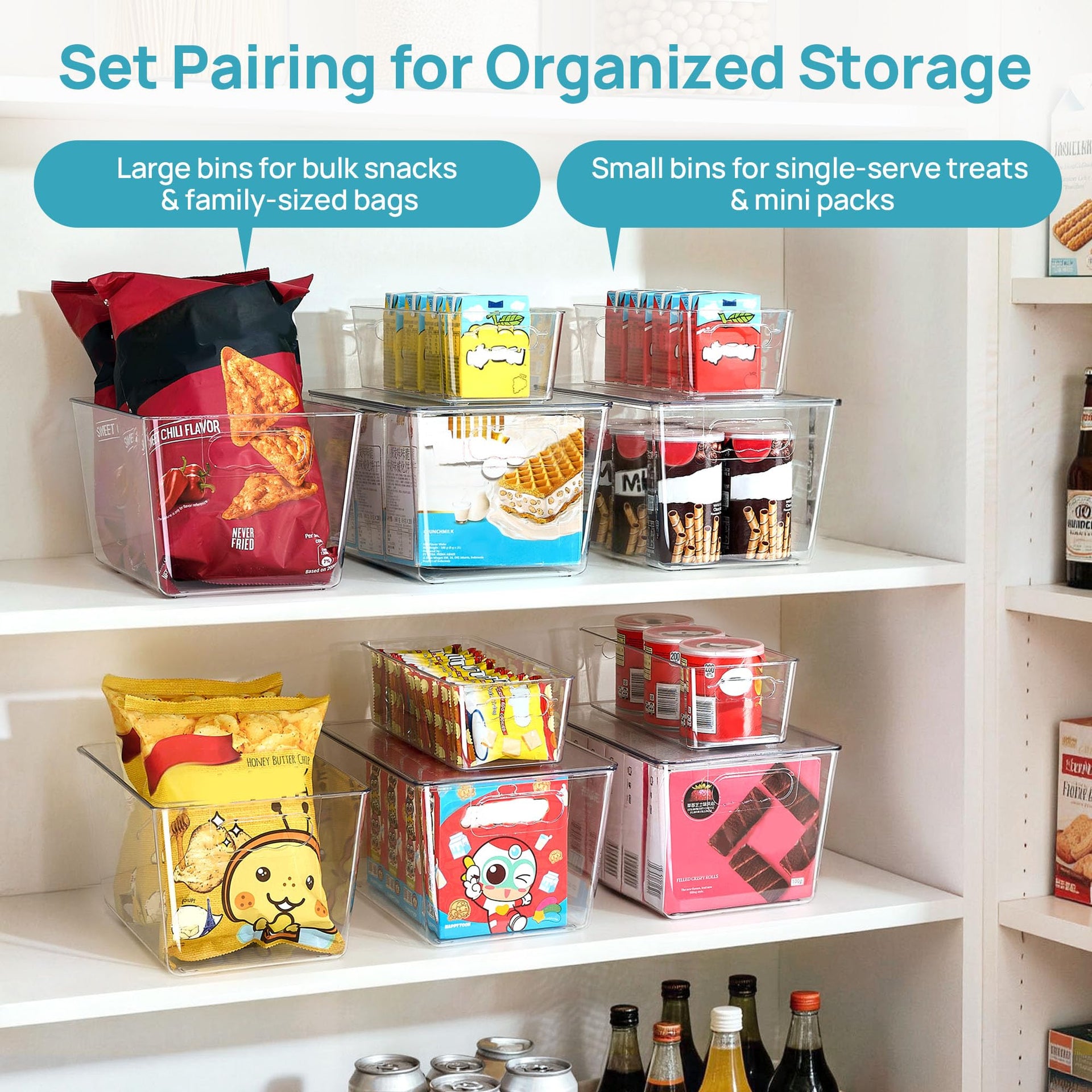 10 Pack Clear Storage Bins with Lid Set for Pantry Organizer (10 Count)