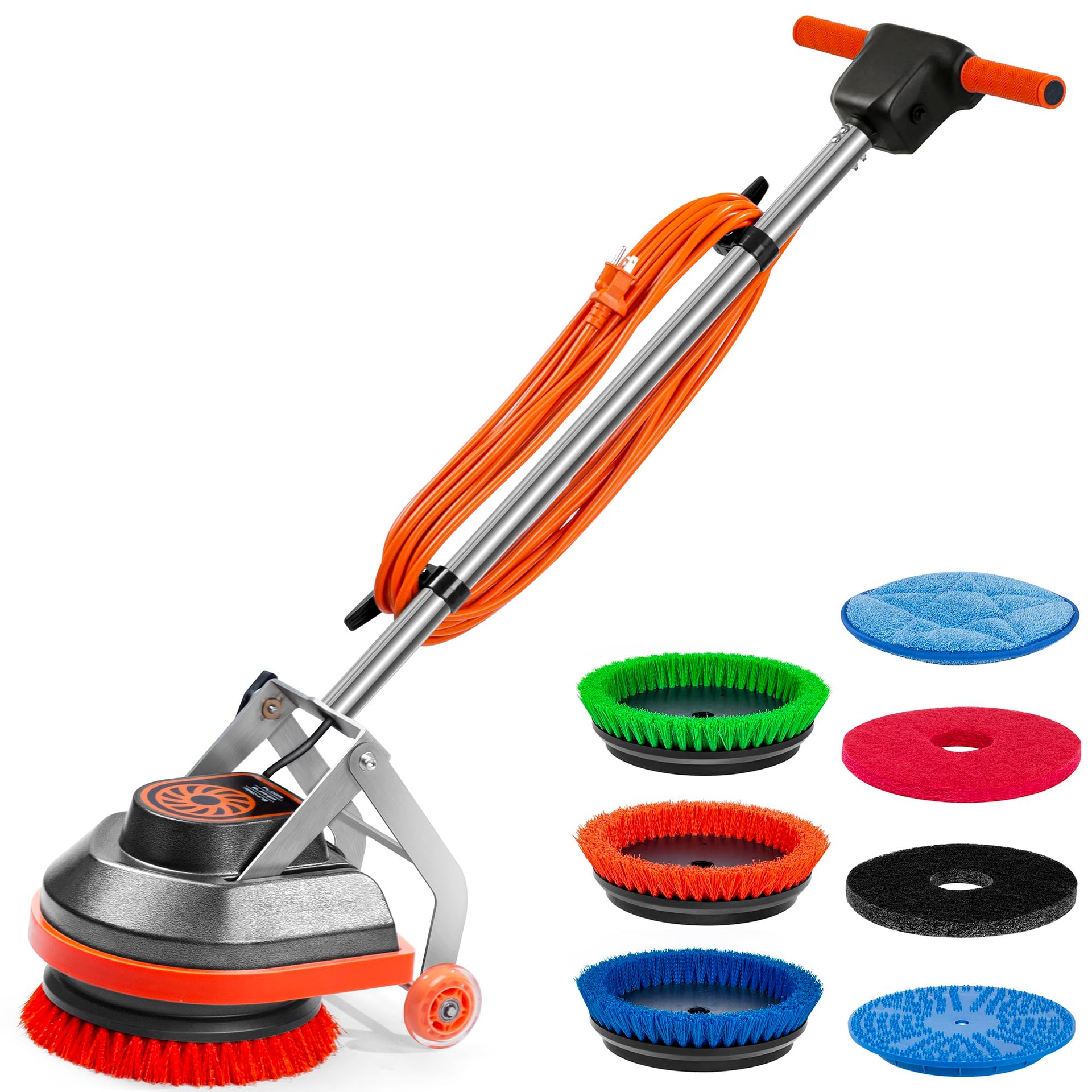 Commercial Floor Scrubber Machine with Brushes and Pads