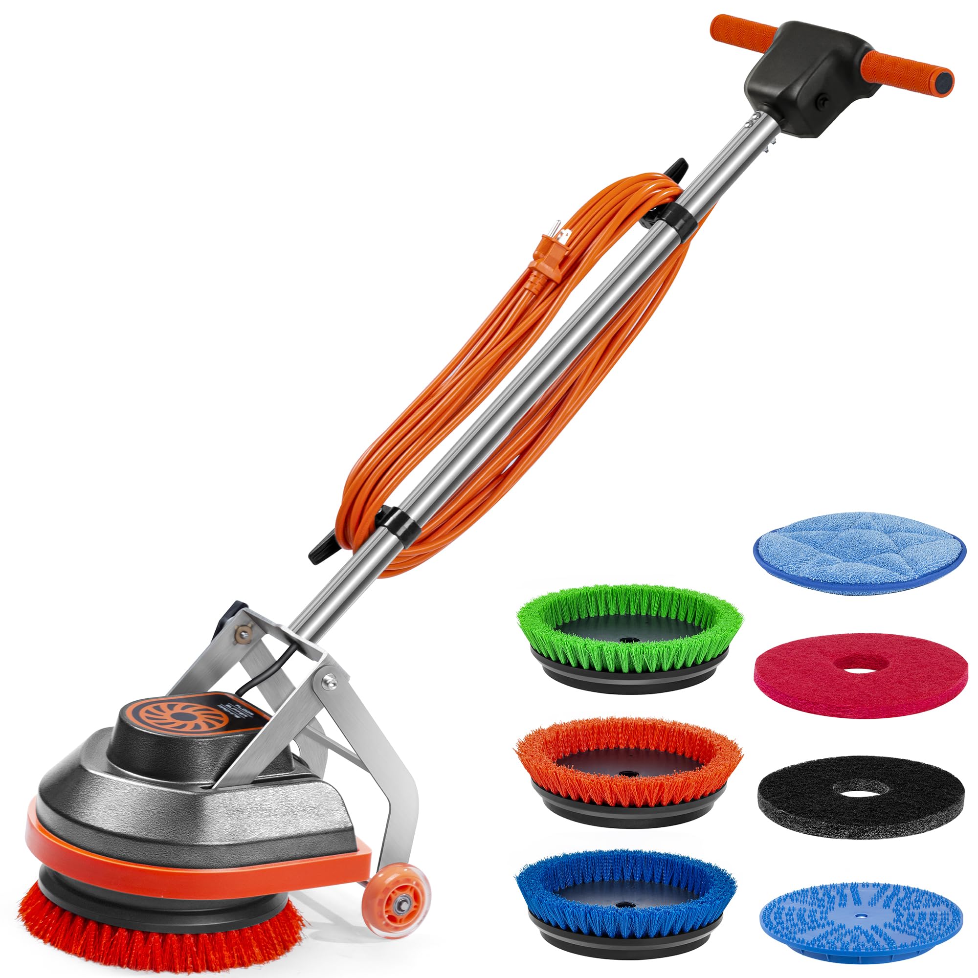 Commercial Floor Scrubber Machine with Brushes and Pads