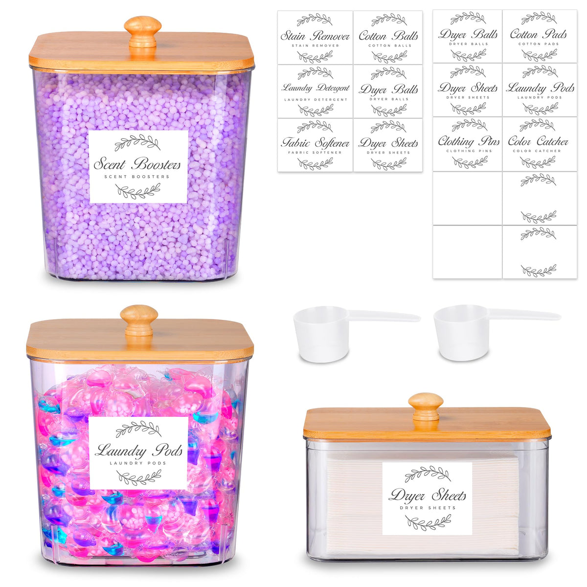 3 Pack Laundry Pods Container & Dryer Sheet Holder Set