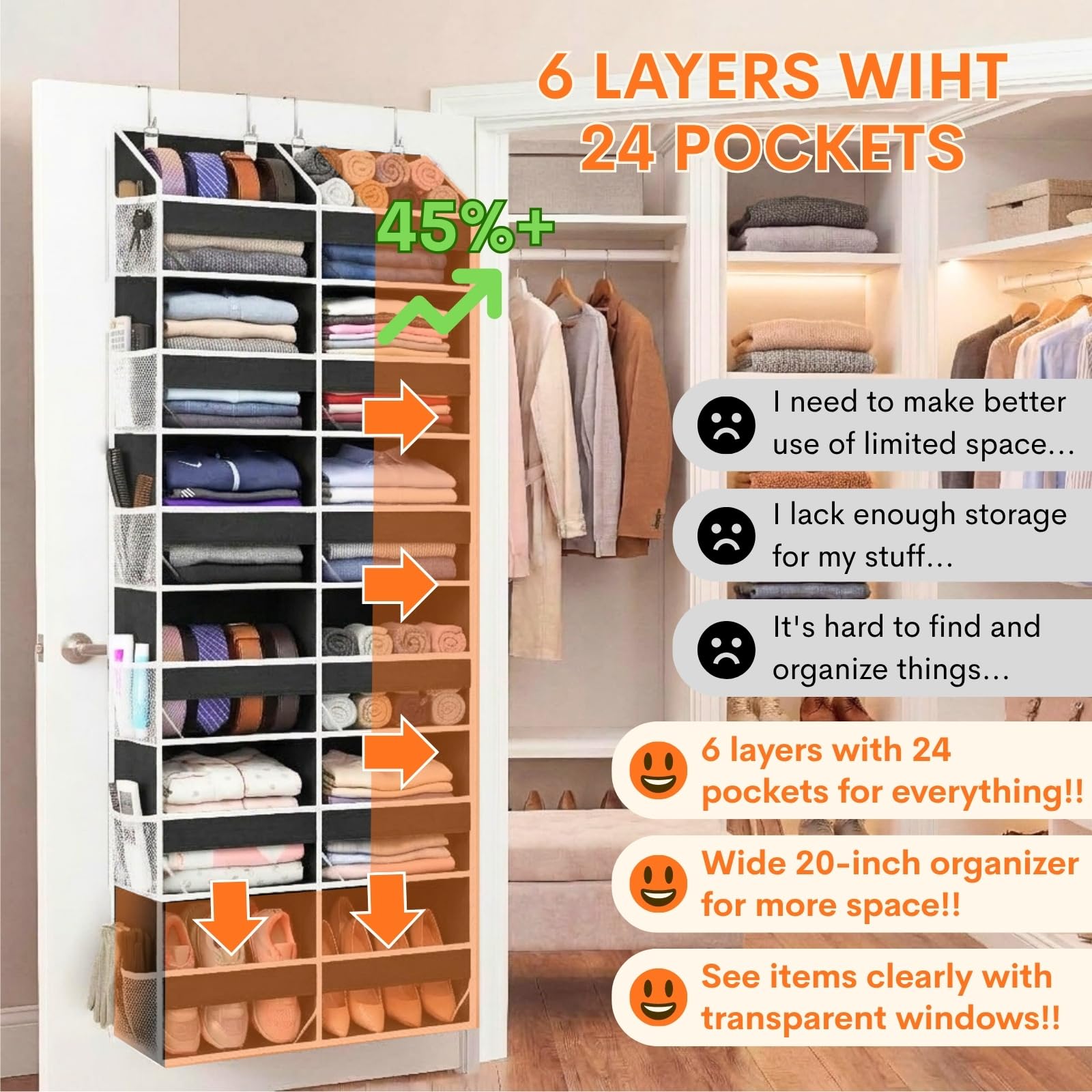 Over The Door Organizer 6 Tiers