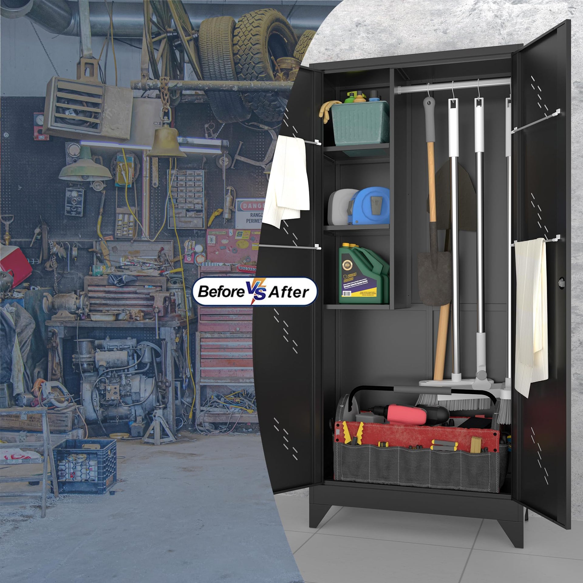 Metal Storage Cabinet with Locking Doors