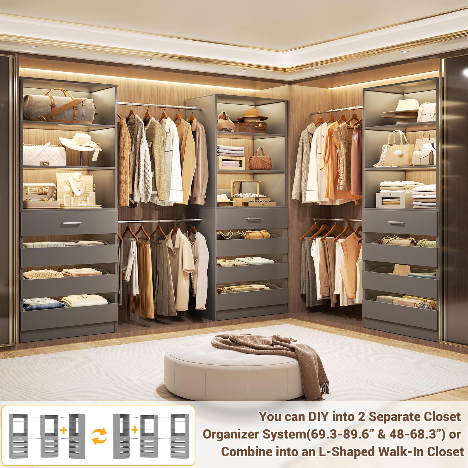 Closet System with 12 Drawers