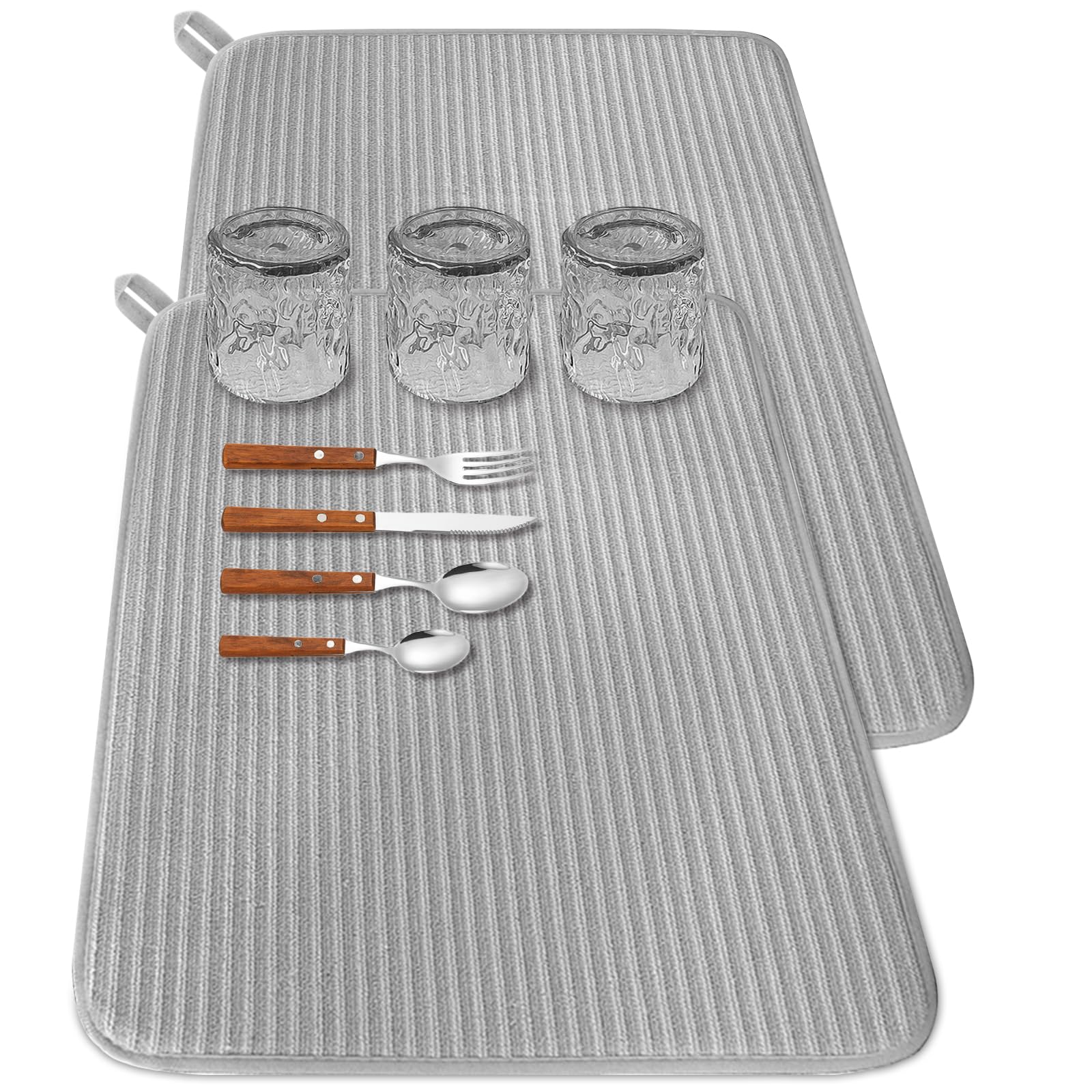 2 Pack Large Dish Drying Mat for Kitchen Counter (2 Count)