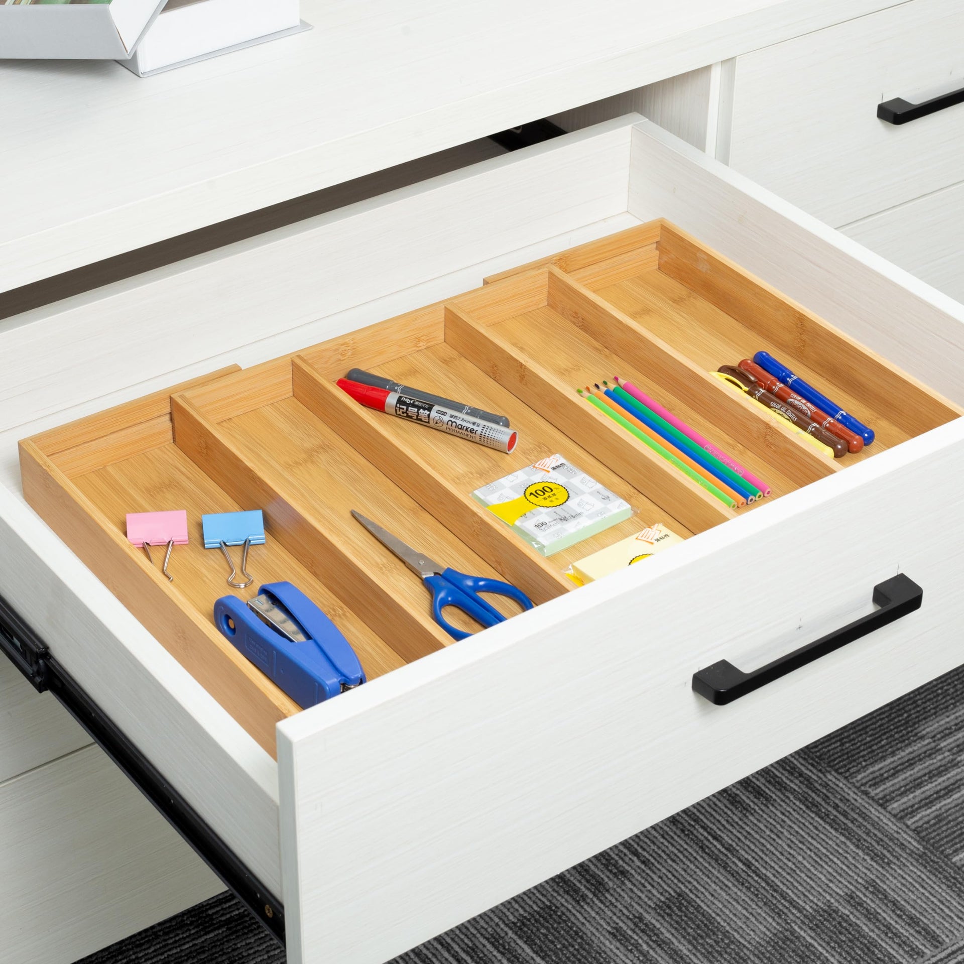 Bamboo Expandable Kitchen Drawer Organizer Silverware Utensil Tray