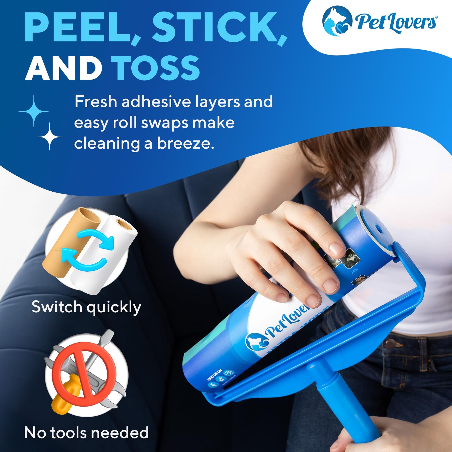 Extra Sticky Floor Lint Roller 4 Pack of Refills Only