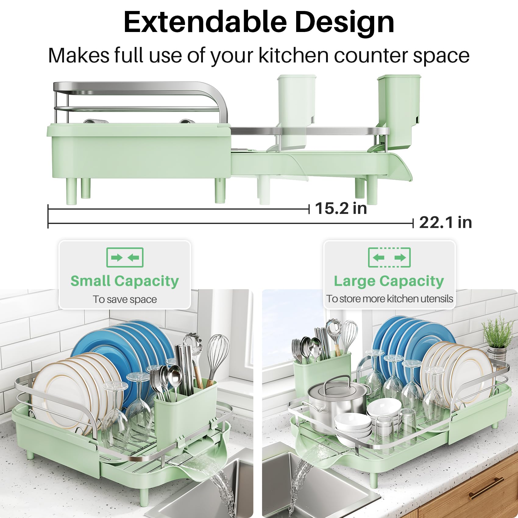 Expandable Dish Drying Rack for Kitchen Counter