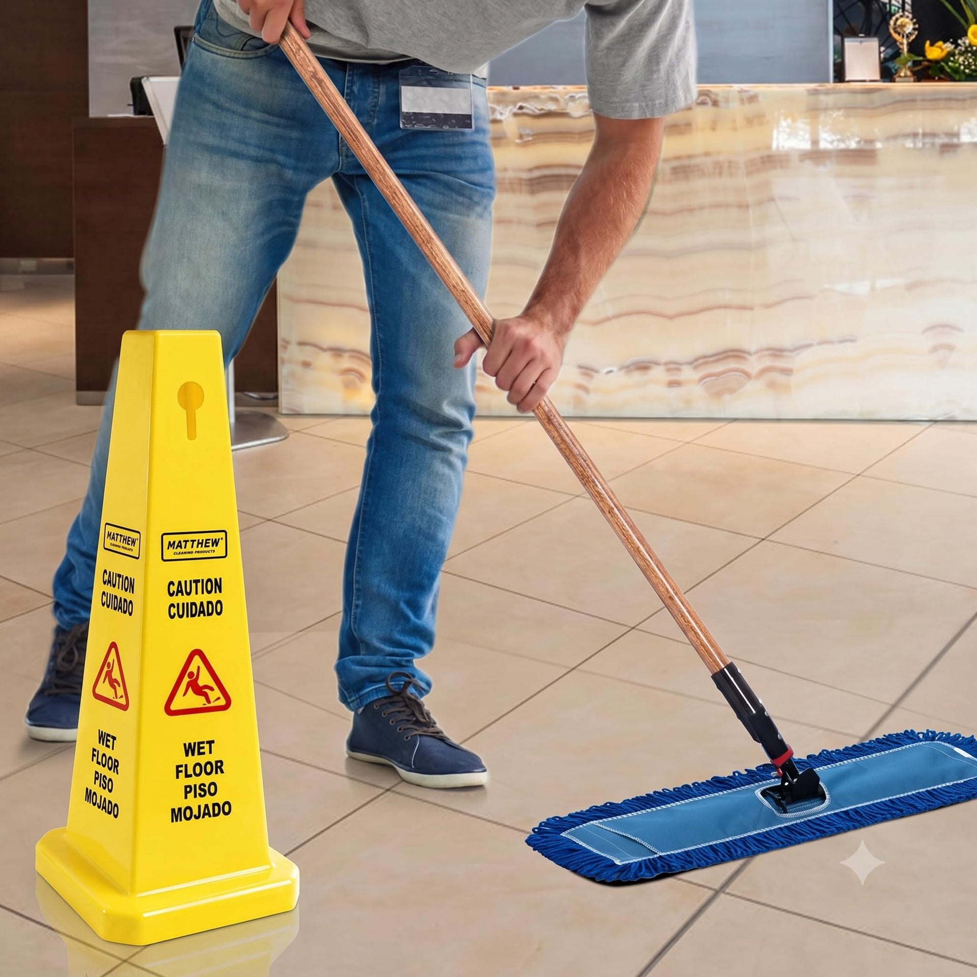 MATTHEW CLEANING 6 Packs 36” Caution Wet Floor Safety Cones for Indoors and Outdoors (6 Count)