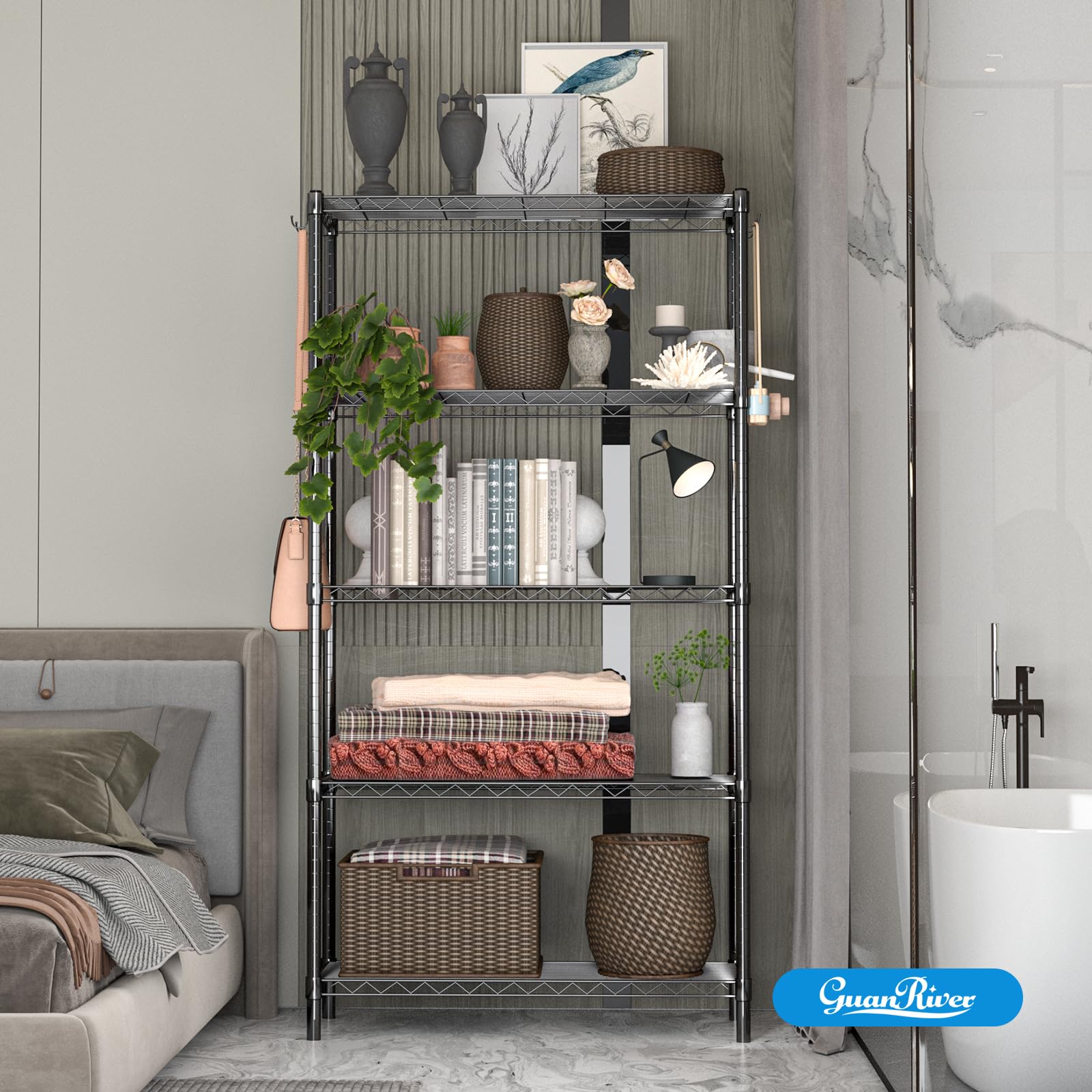 5 Shelf Adjustable Metal Wire Shelving