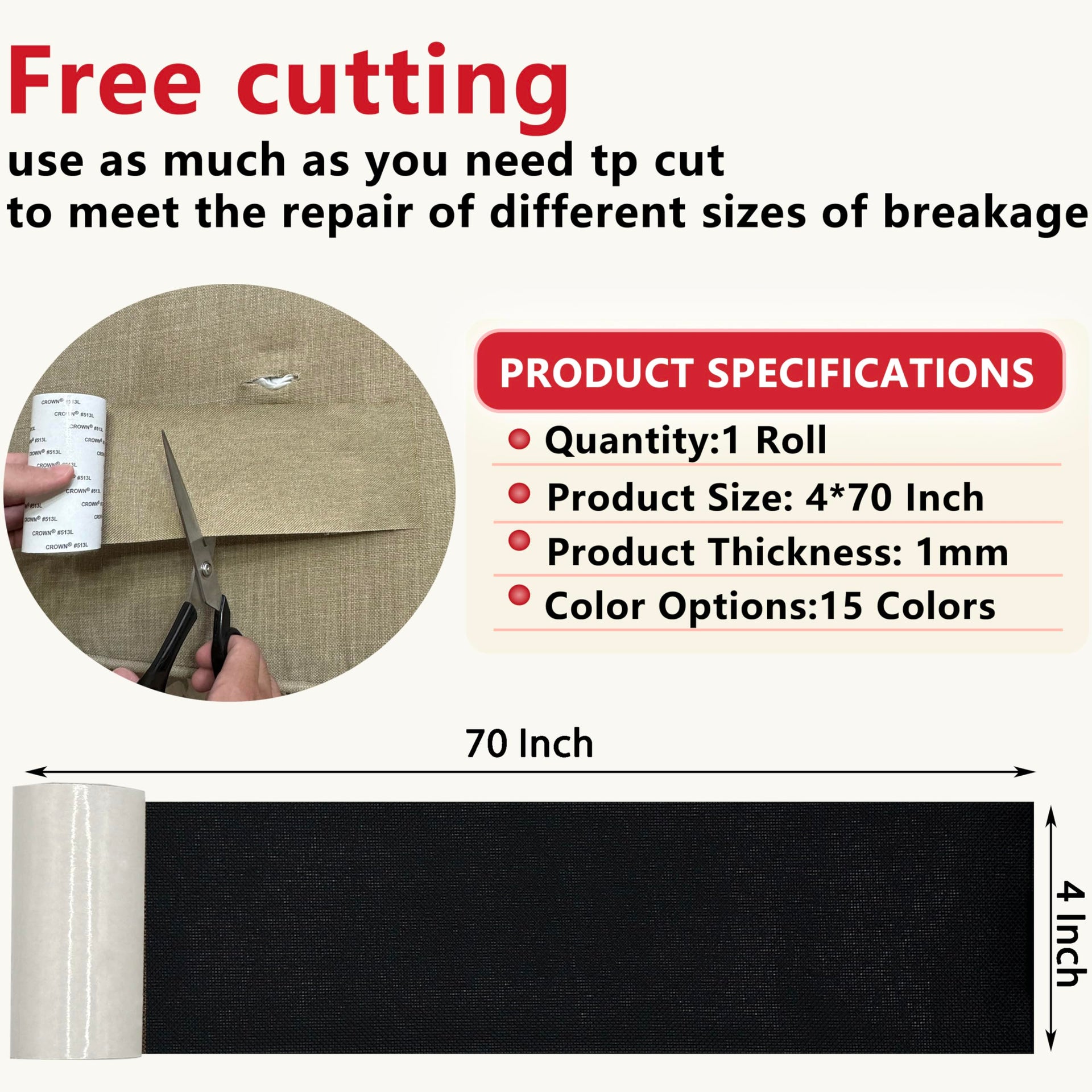 Linen Repair Tape 4x70 Inch Self