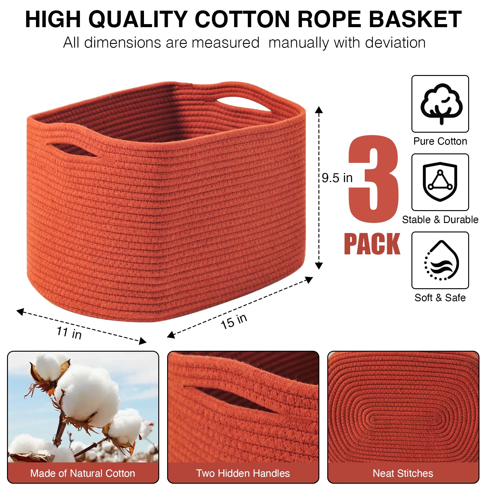 Storage Baskets for Organizing (3 Count)
