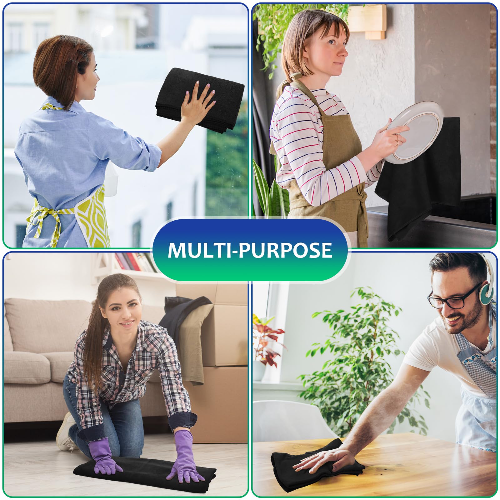 3 Pcs Extra Large Microfiber Cleaning Cloth 30" x 20" Washable Reusable Microfiber Towel Streak Free Lint Free Cloth for Cleaning Home Glass Office Window Bathrooms (3 Count)