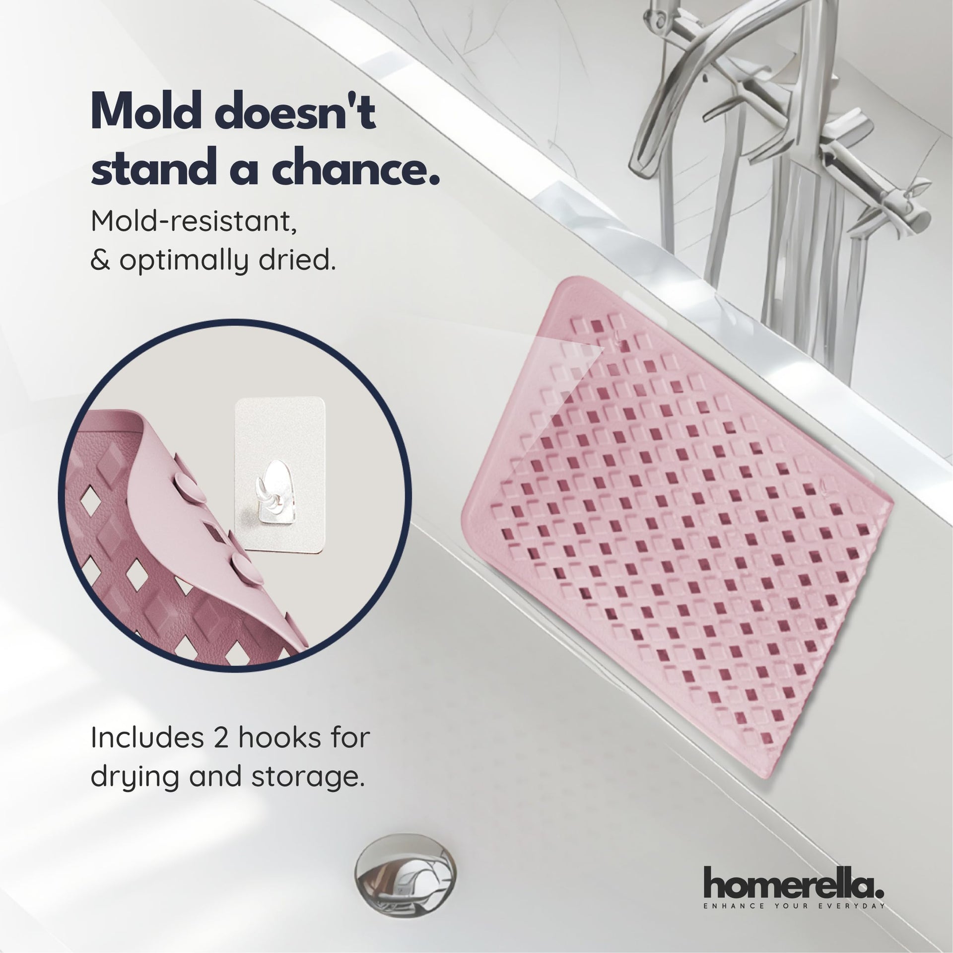 Bathtub Mat Non Slip 35x16 Shower Mat Non Slip Anti Mold BPA Free