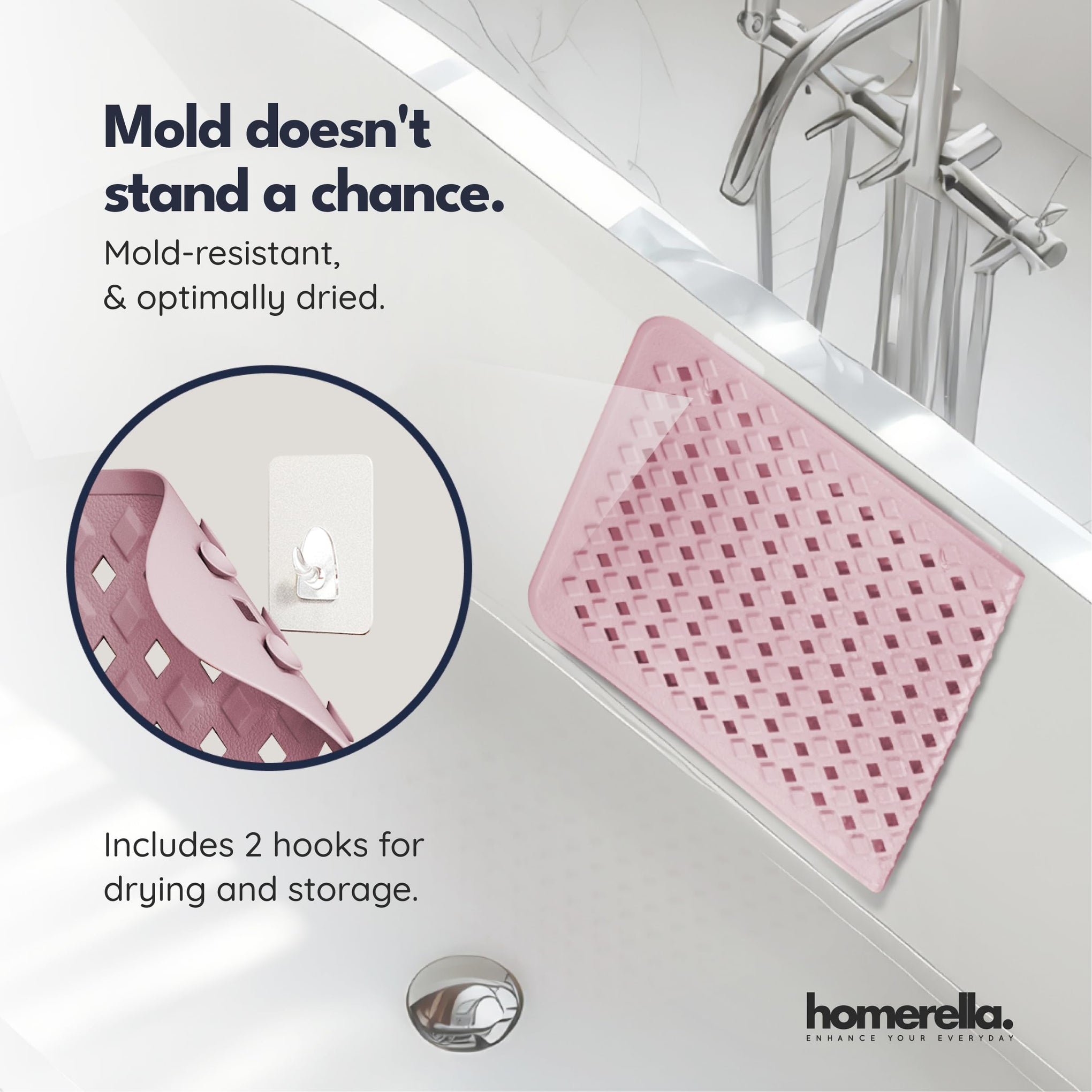 Bathtub Mat Non Slip 35x16 Shower Mat Non Slip Anti Mold BPA Free