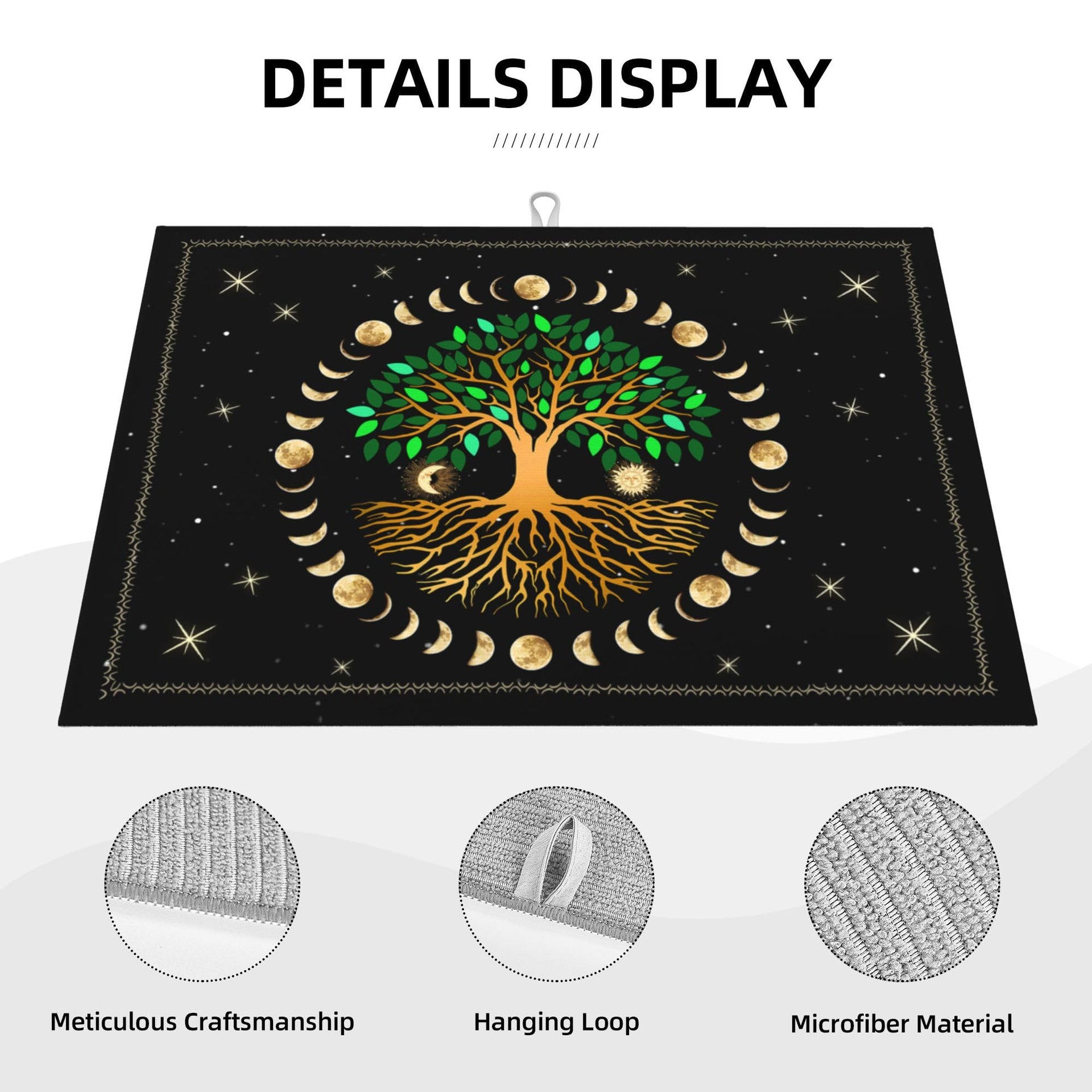 Black Microfiber Dish Drying Mat for Kitchen Counter 18"x24"