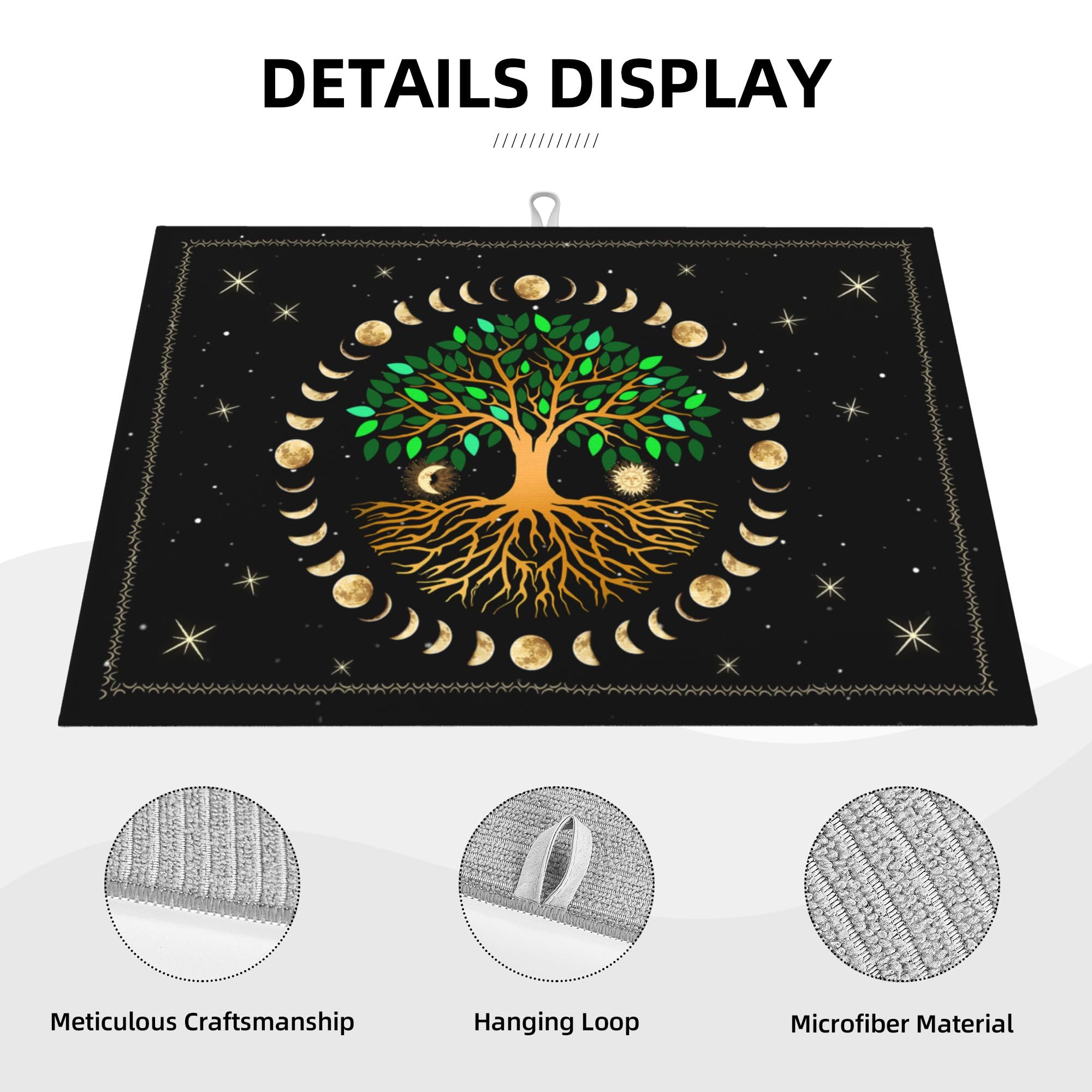 Black Microfiber Dish Drying Mat for Kitchen Counter 18"x24"