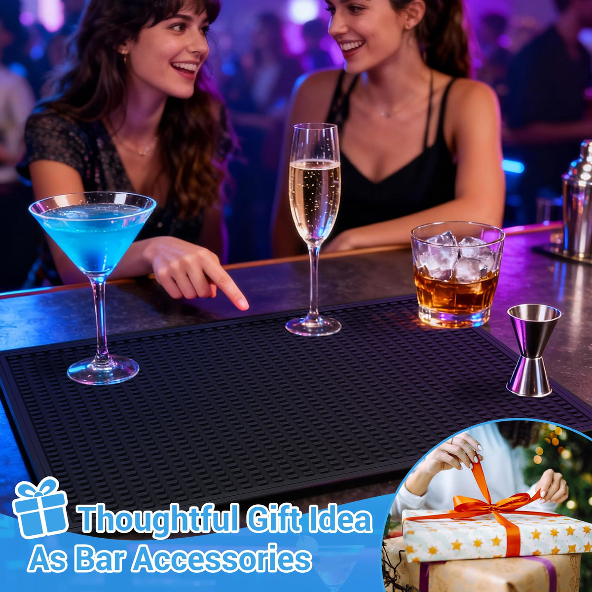 Bar Mat Premium 18"X12" Rubber Bar Mats for Countertop