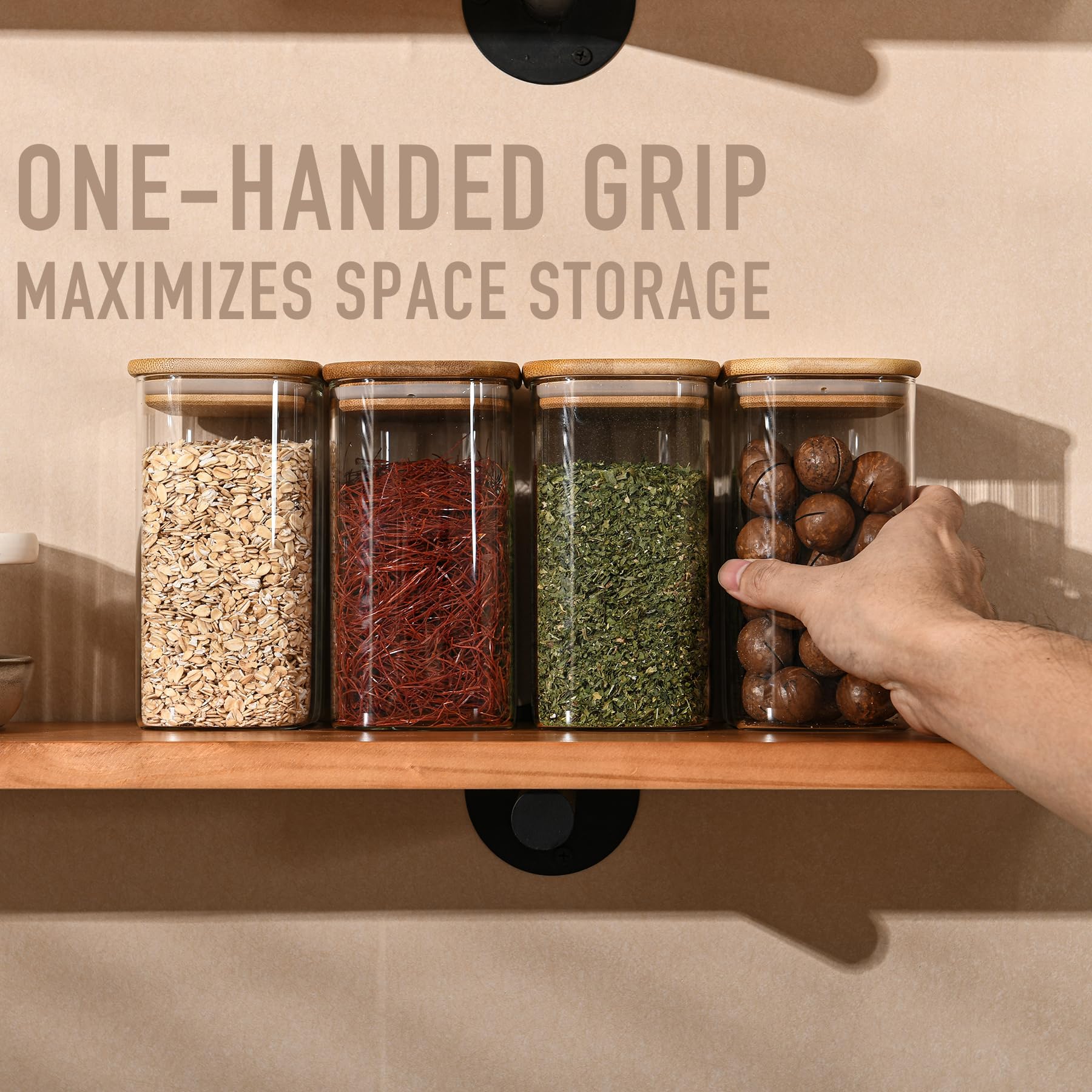 37oz Rectangle Airtight Glass Storage Containers with Bamboo Lids (6 Count)